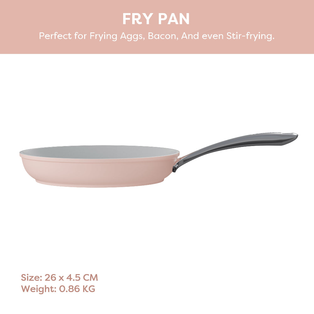 Gadgets Ceramic Nonstick Non-Toxic Mini Duo Cookware Set, Pans Set with Frying Pan and Sauce Pan for Healthy Cooking - Sakura Candy