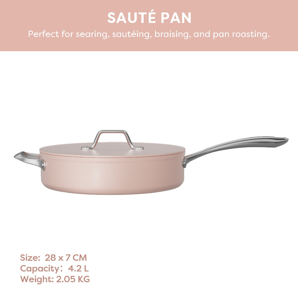 Ensemble de batterie de cuisine en céramique antiadhésive non toxique Gadgets, ensemble de poêles durables avec poêle à frire et poêle à sauter pour une cuisine saine - Sakura Candy