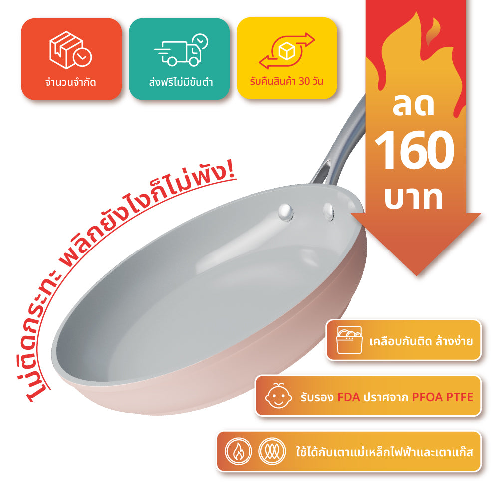 Gadgets กระทะเคลือบเซรามิก ไม่ติดกระทะ ปลอดสารพิษ ใช้ได้กับเตาแม่เหล็กไฟฟ้า
