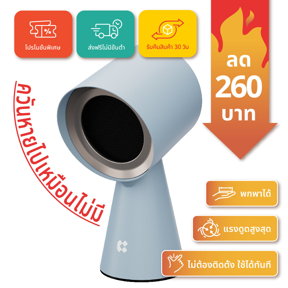 Gadgets เครื่องฟอกอากาศแบบพกพาสำหรับครัว ฮูดดูดควันแบบพกพาพร้อมระบบกรอง 3 ชั้นและพัดลมดูดอากาศ 2 ระดับ