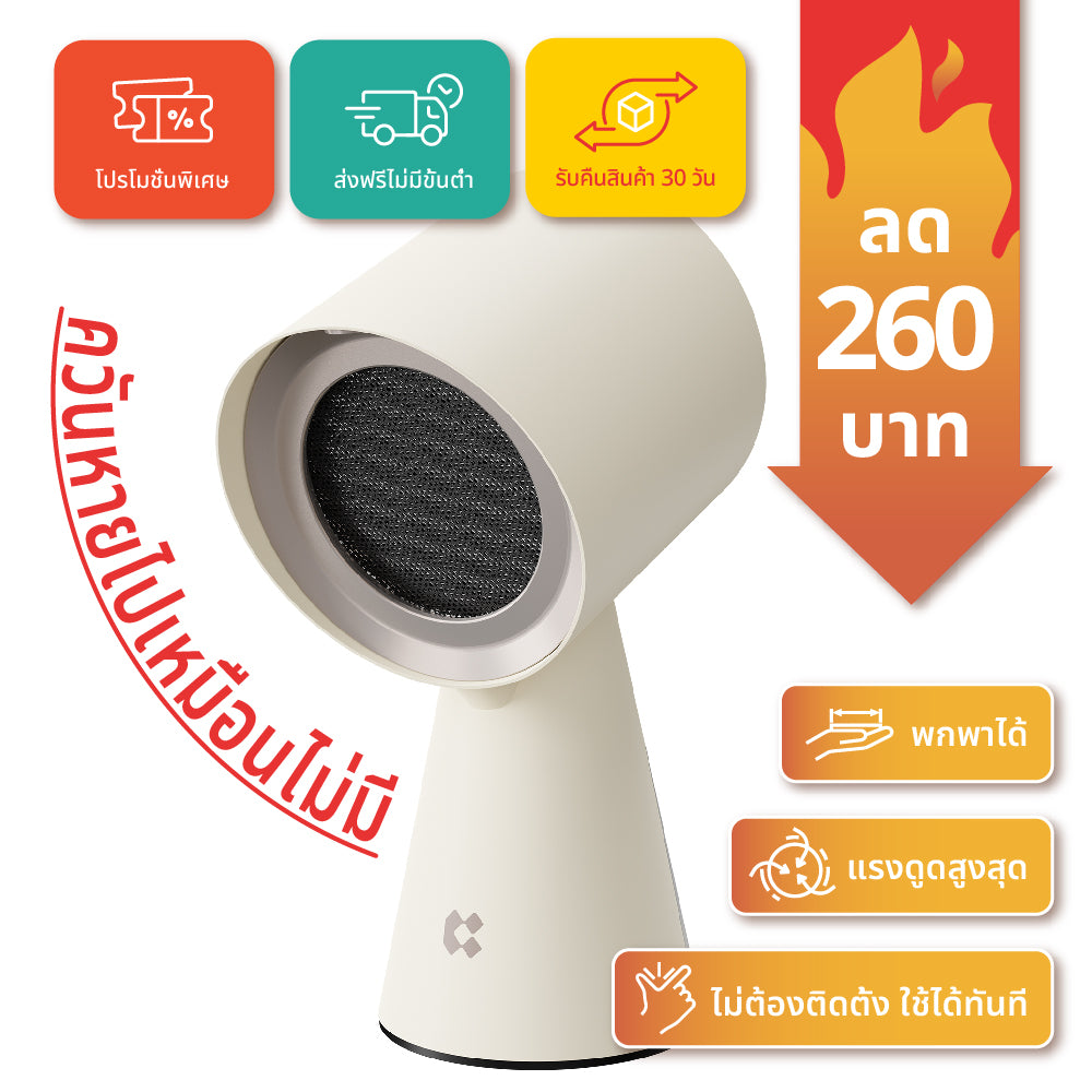 Gadgets เครื่องฟอกอากาศแบบพกพาสำหรับครัว ฮูดดูดควันแบบพกพาพร้อมระบบกรอง 3 ชั้นและพัดลมดูดอากาศ 2 ระดับ