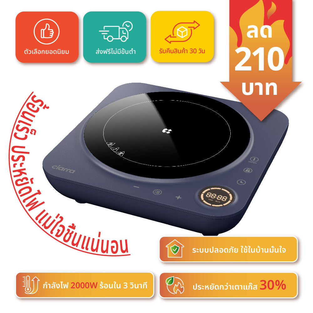 Gadgets เตาแม่เหล็กไฟฟ้าแบบพกพารุ่นโดนัท เตาเดี่ยวพร้อมตั้งเวลาทำอาหารได้สูงสุด 4 ชั่วโมง