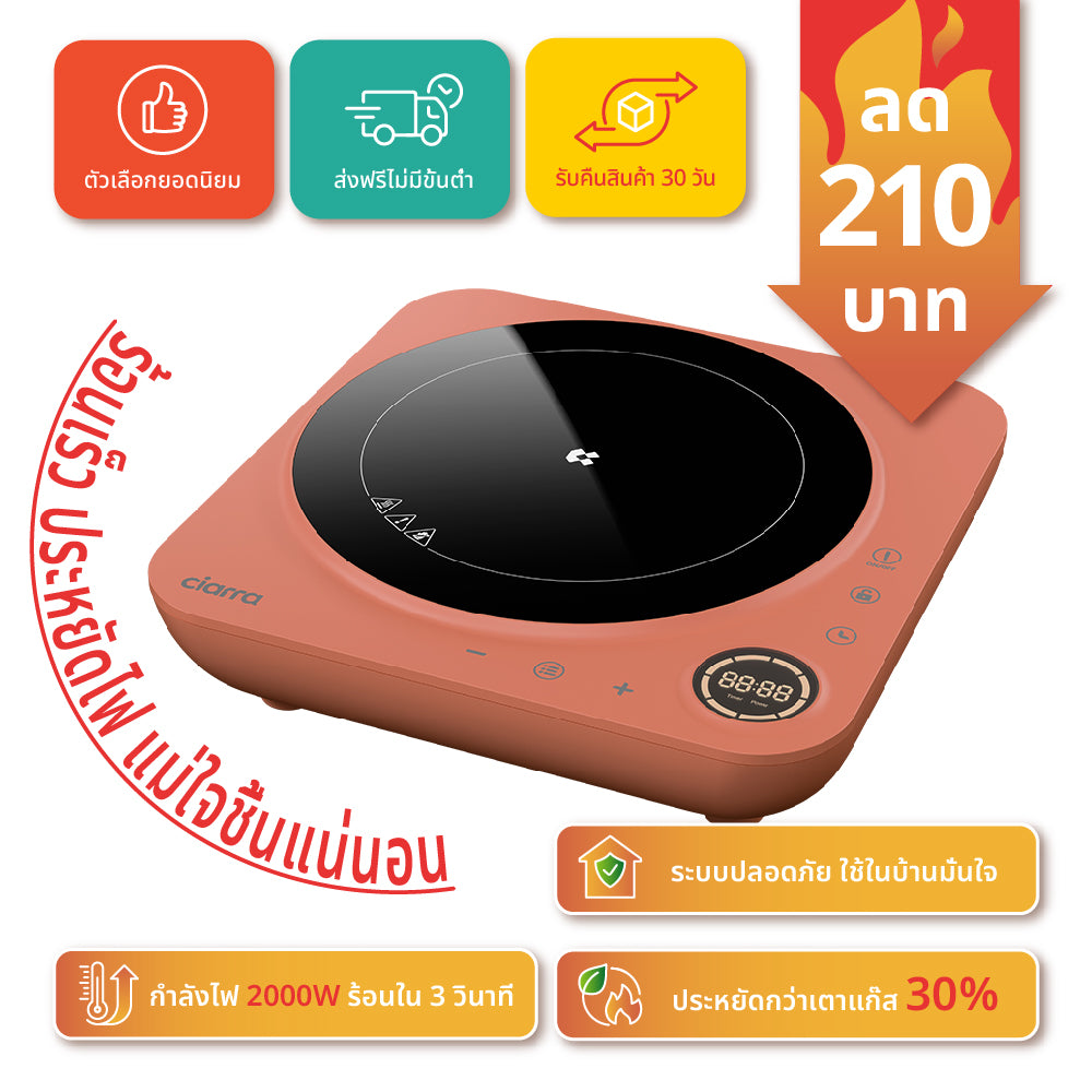 Gadgets เตาแม่เหล็กไฟฟ้าแบบพกพารุ่นโดนัท เตาเดี่ยวพร้อมตั้งเวลาทำอาหารได้สูงสุด 4 ชั่วโมง