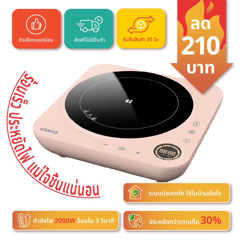 Gadgets เตาแม่เหล็กไฟฟ้าแบบพกพารุ่นโดนัท เตาเดี่ยวพร้อมตั้งเวลาทำอาหารได้สูงสุด 4 ชั่วโมง