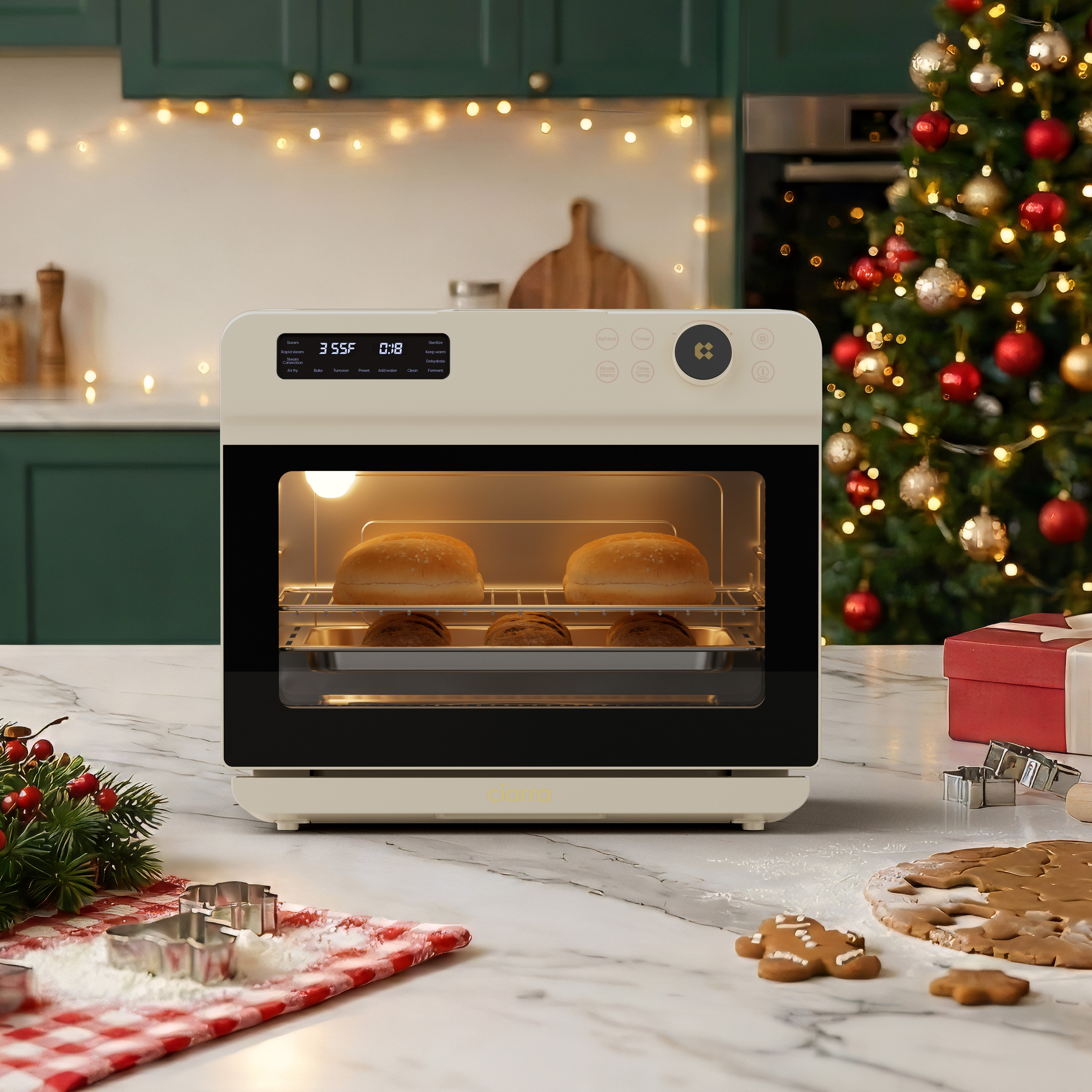 Gadgets 12-in-1 Convection Ovens Multifunctional Steam & Air Fryer Countertop Oven, 25.4QT Large-Capacity 1600W Steam Oven with Smart Timing & Precision Cooking