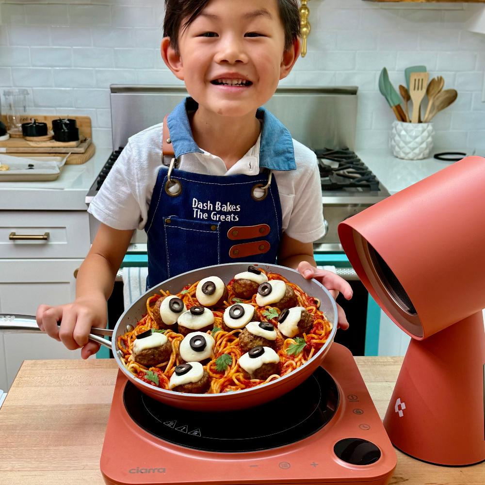 Gadgets Kitchen Cook & Go Trio: Donut-Induktionskochfeld & Dunstabzugshaube zum Mitnehmen & Bratpfanne - Orangina