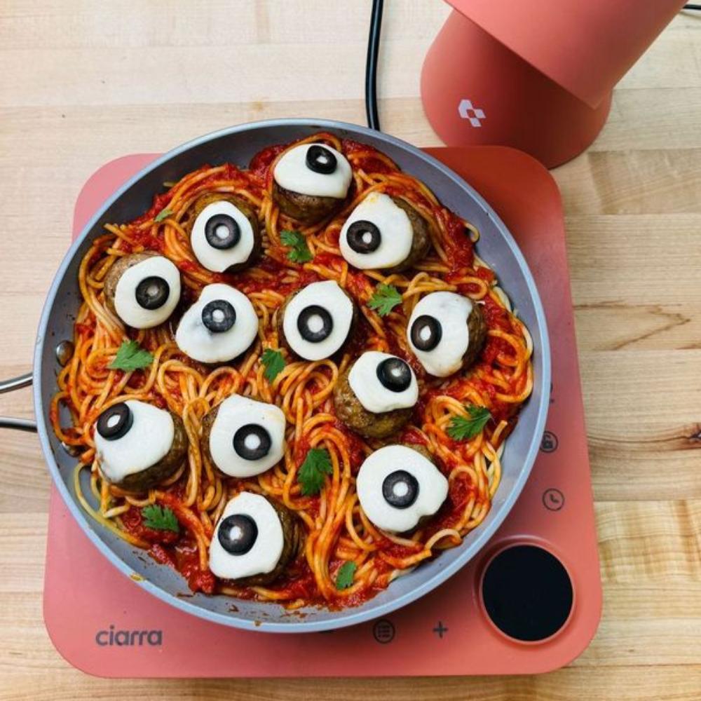 Gadgets Kitchen Cook & Go Trio: Donut-Induktionskochfeld & Dunstabzugshaube zum Mitnehmen & Bratpfanne - Orangina