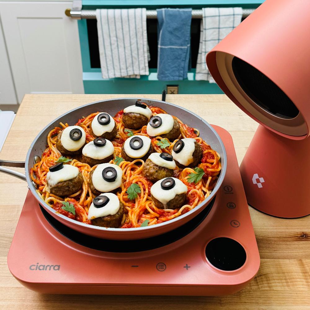 Gadgets Kitchen Cook & Go Trio: Donut-Induktionskochfeld & Dunstabzugshaube zum Mitnehmen & Bratpfanne - Orangina