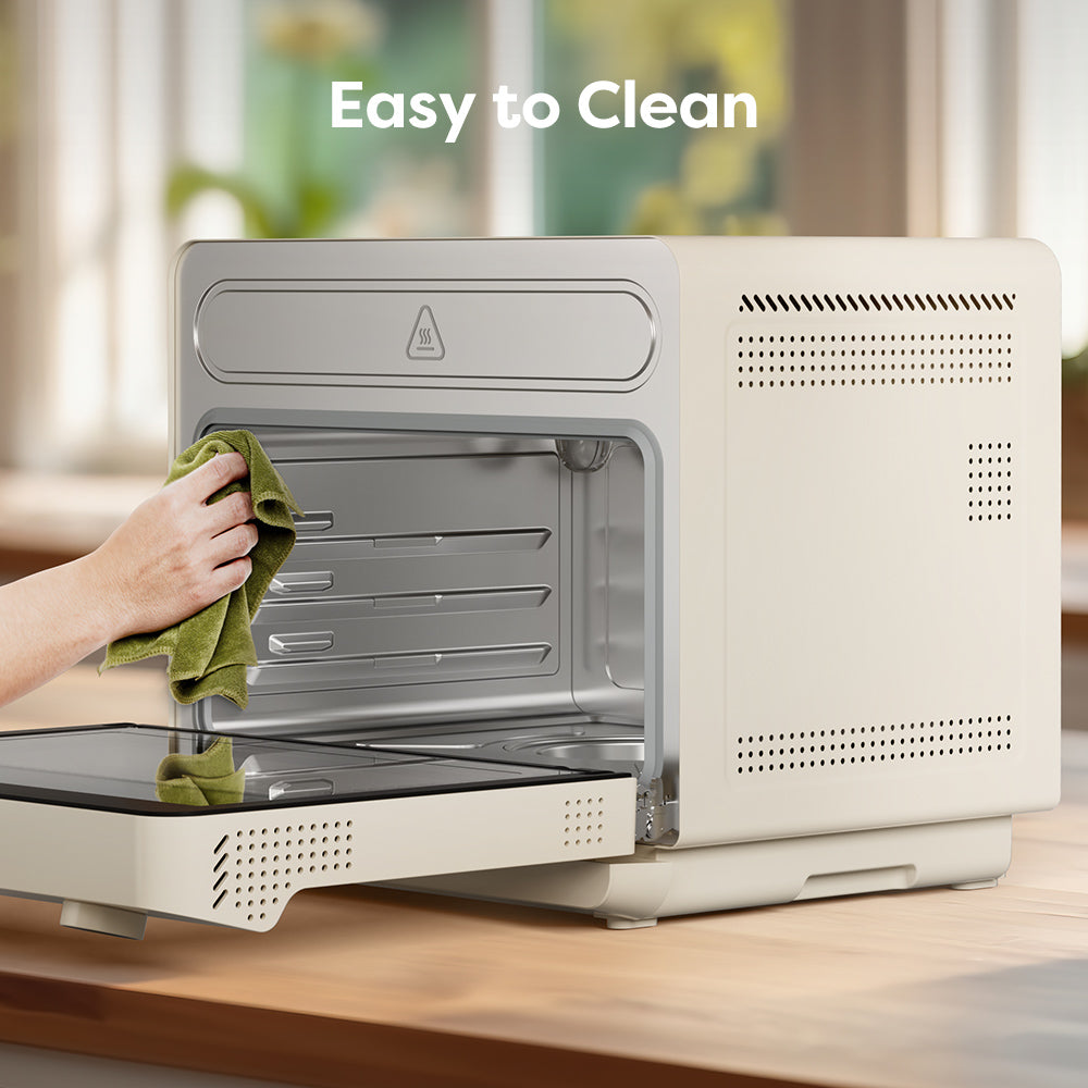Gadgets Four à convection multifonction 12-en-1 avec vapeur et friteuse à air, four de comptoir 25,4QT grande capacité 1600W avec minuterie intelligente et cuisson précise
