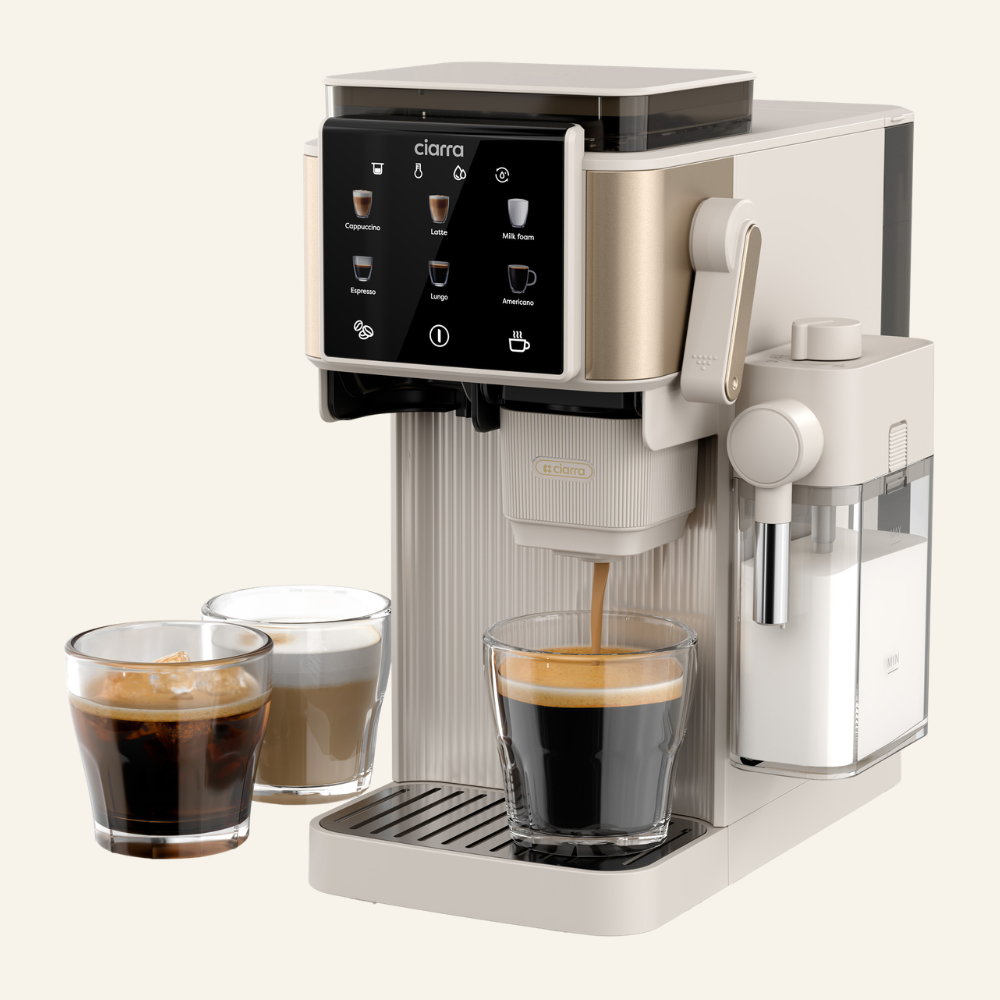 Gadgets Compact Semi Automatic Espresso Machine with Grinder & Auto Milk Frother for Small Kitchens