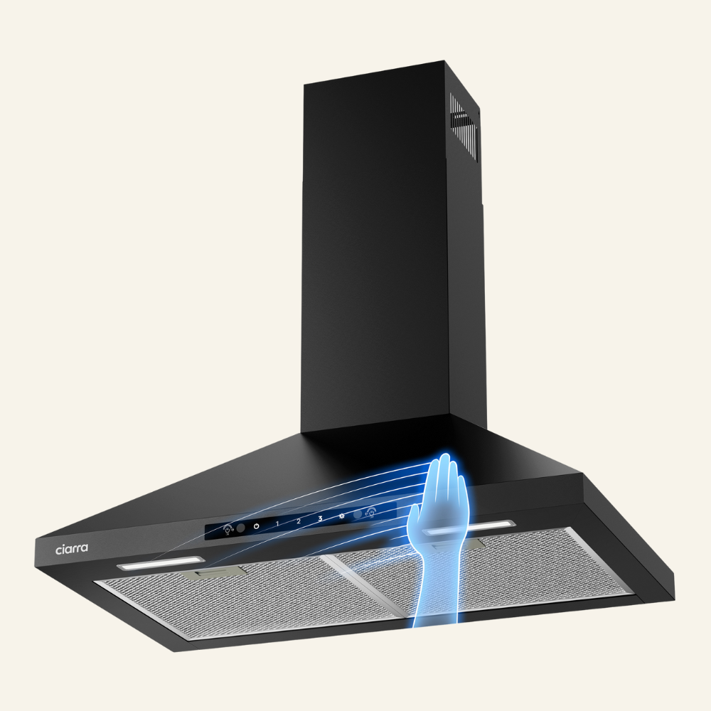 Gadgets 30 Inch Black Wall Mount Range Hood, 650 CFM, Quiet Ventilation with Wave Gesture & Touch Control, LED Lighting, Ducted/Ductless, Energy Efficient