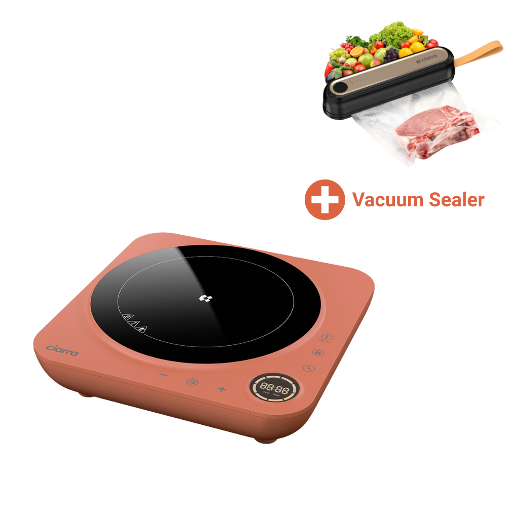 Gadgets Donut Portable Induction Cooktop, Single Electric Induction Burner with 4-Hour Timer - Orangina