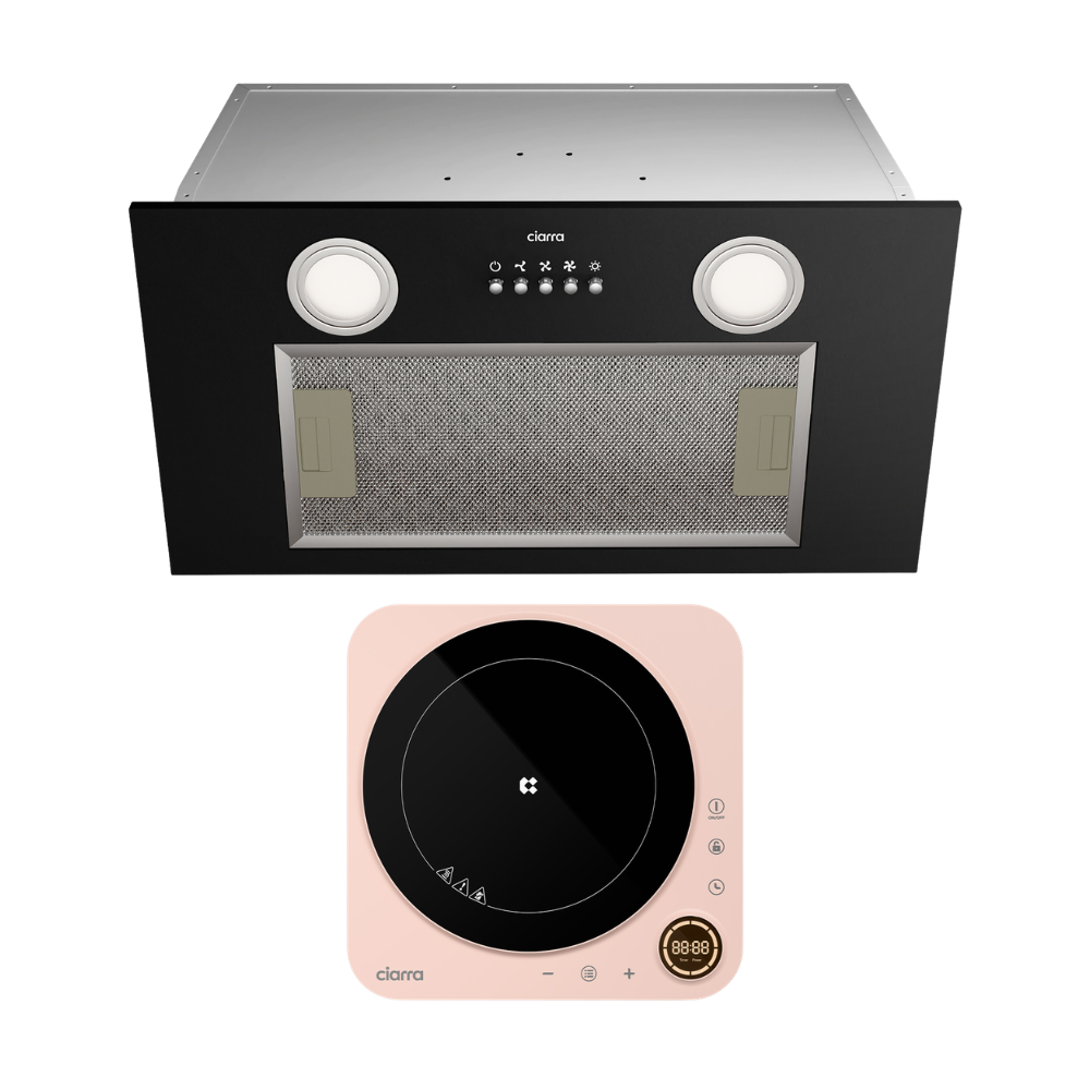 Gadgets 20 Inch Built-In Range Hood Insert, 530 CFM Ducted/Ductless Under Cabinet Vent Hood, Stainless Steel, 3-Speed Exhaust Fan, Push Button Control, LED Lighting - Black