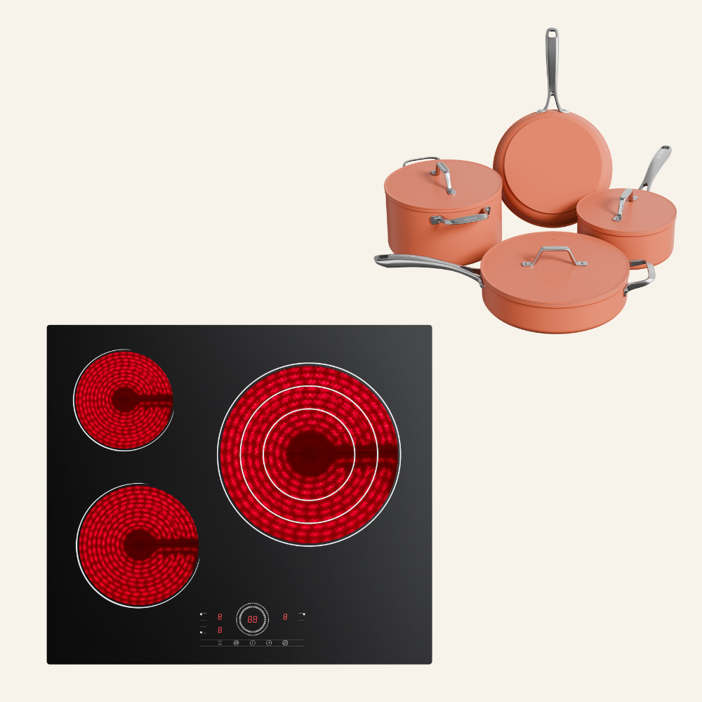 Gadgets HeartfulCook Set: 60cm 3-Zone Ceramic Hob & Cookware Duo (2‑Piece) / Cookware Set (4‑Piece), 5600W Electric Cooktop – Touch Control, 9 Power Levels, 99-Minute Timer, Auto Shut-Off, Child Lock, Nonstick Non-Toxic Cookware, Safe & Easy to Clean