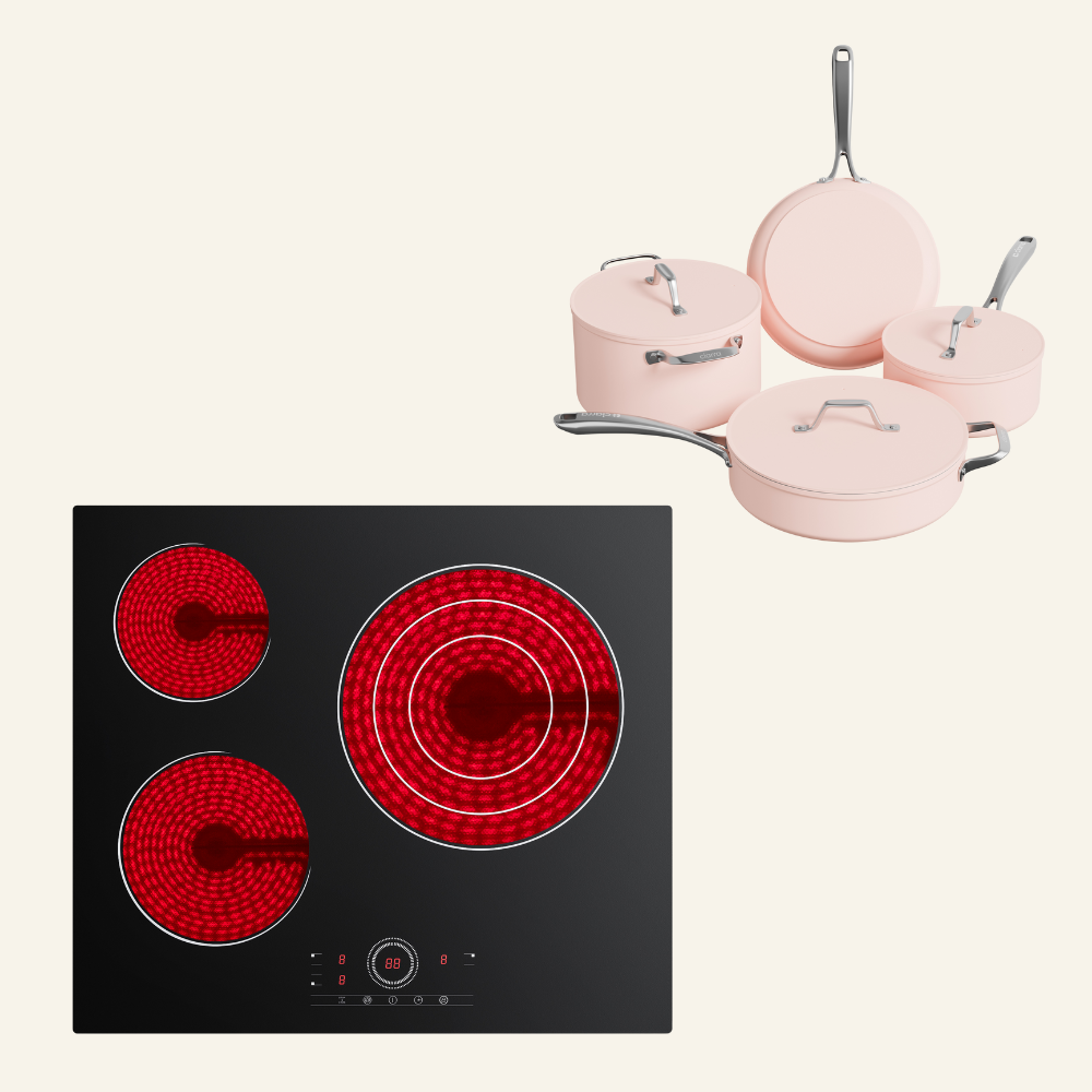 Gadgets HeartfulCook Set: 60cm 3-Zone Ceramic Hob & Cookware Duo (2‑Piece) / Cookware Set (4‑Piece), 5600W Electric Cooktop – Touch Control, 9 Power Levels, 99-Minute Timer, Auto Shut-Off, Child Lock, Nonstick Non-Toxic Cookware, Safe & Easy to Clean