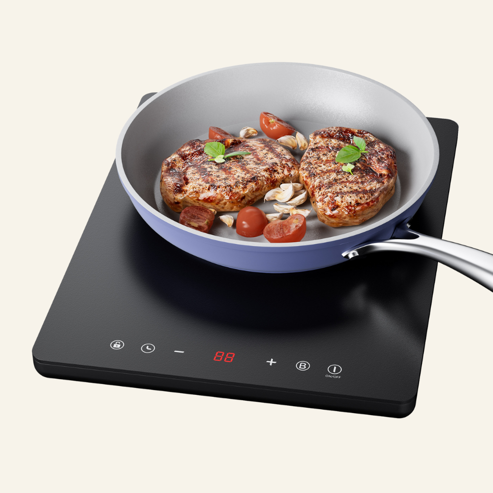 CDV 2000W Compact Portable Induction Hob with Boost Function, Single Plate Induction Cooker, 9 Power Levels, Timer