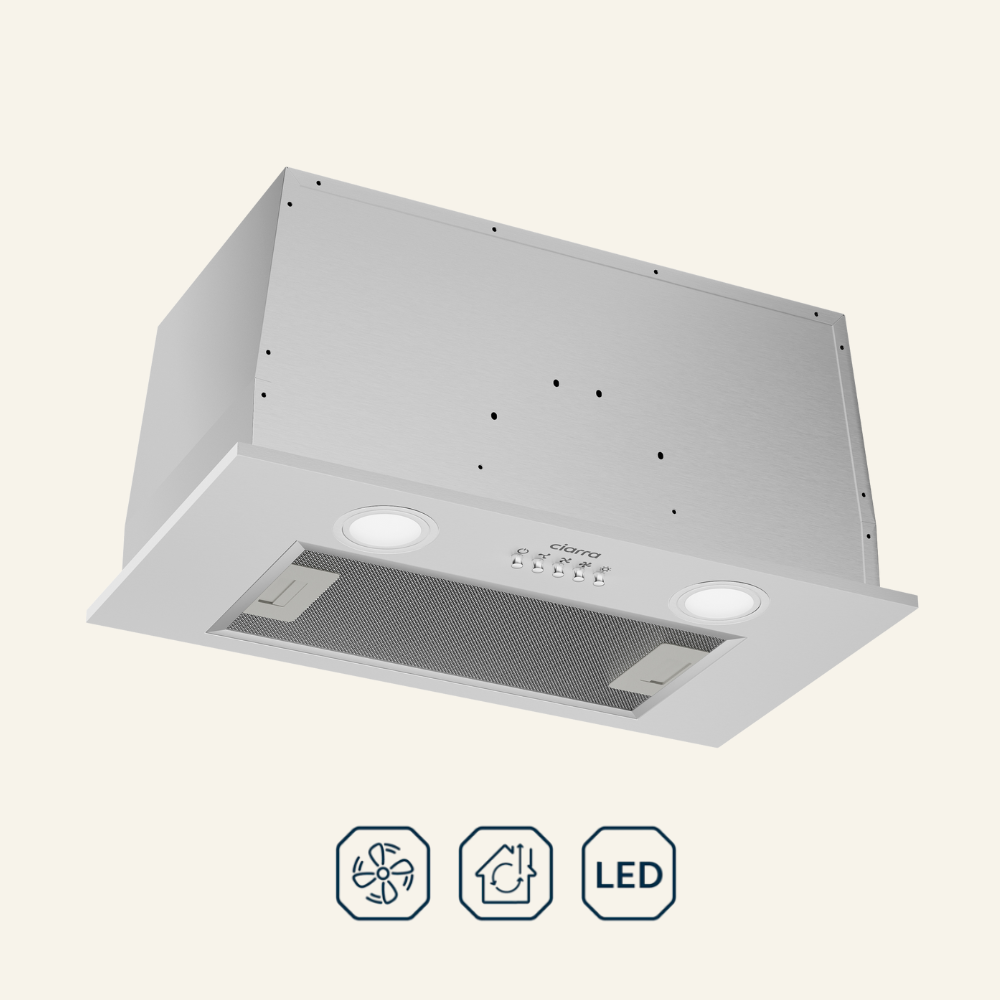 Gadgets 20 Inch Built-In Range Hood Insert, 650 CFM Ducted/Ductless Under Cabinet Vent Hood, Stainless Steel, 3-Speed Exhaust Fan, Push Button Control, LED Lighting - Silver