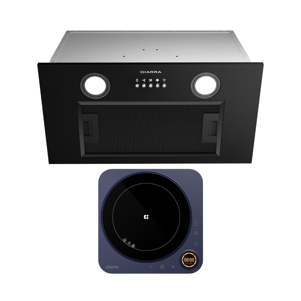 Gadgets 20 Inch Built-In Range Hood Insert, 650 CFM Ducted/Ductless Under Cabinet Vent Hood, Stainless Steel, 3-Speed Exhaust Fan, Push Button Control, LED Lighting - Black