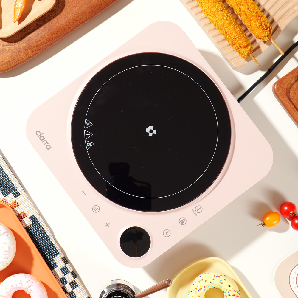 Gadgets Donut Pink Appliances Portable Induction Cooktop, Single Electric Induction Burner with 4-Hour Timer - Sakura Candy