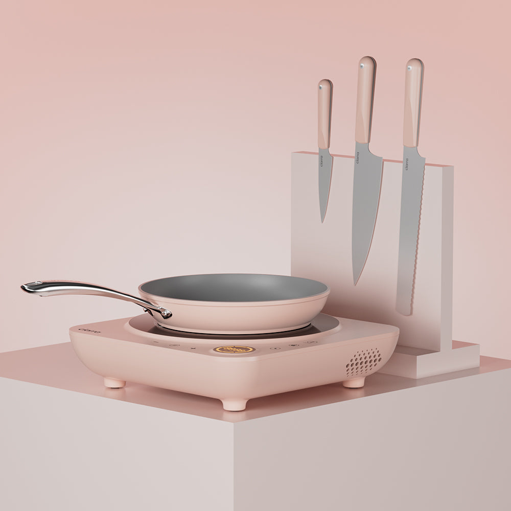 Kitchen Cook Set: Donut Portable Induction Cooktop & 3-Piece Beyond Trio Knife Set & Frying Pan