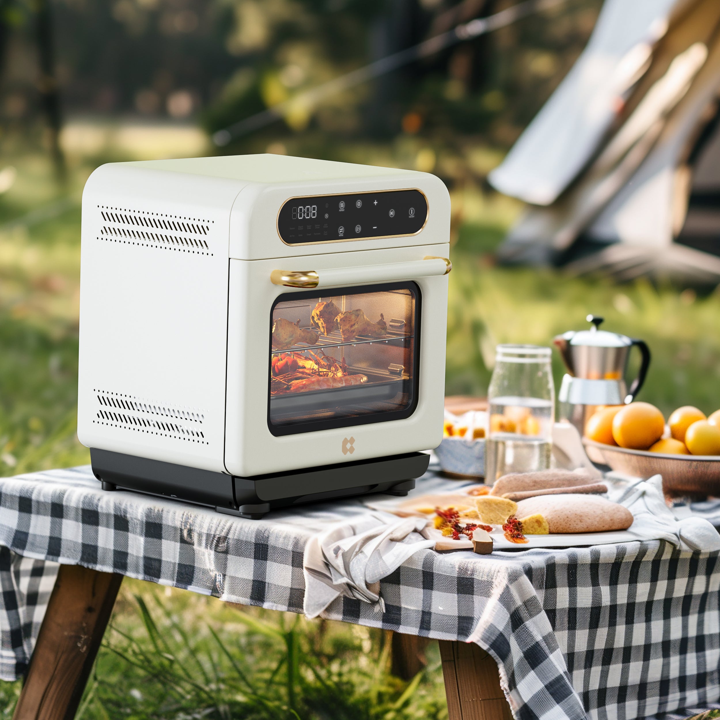 Gadgets Multifunctional Steam Air Fryer 1100W Countertop Oven, 8-In-1 Steam Oven - Ivory Mist