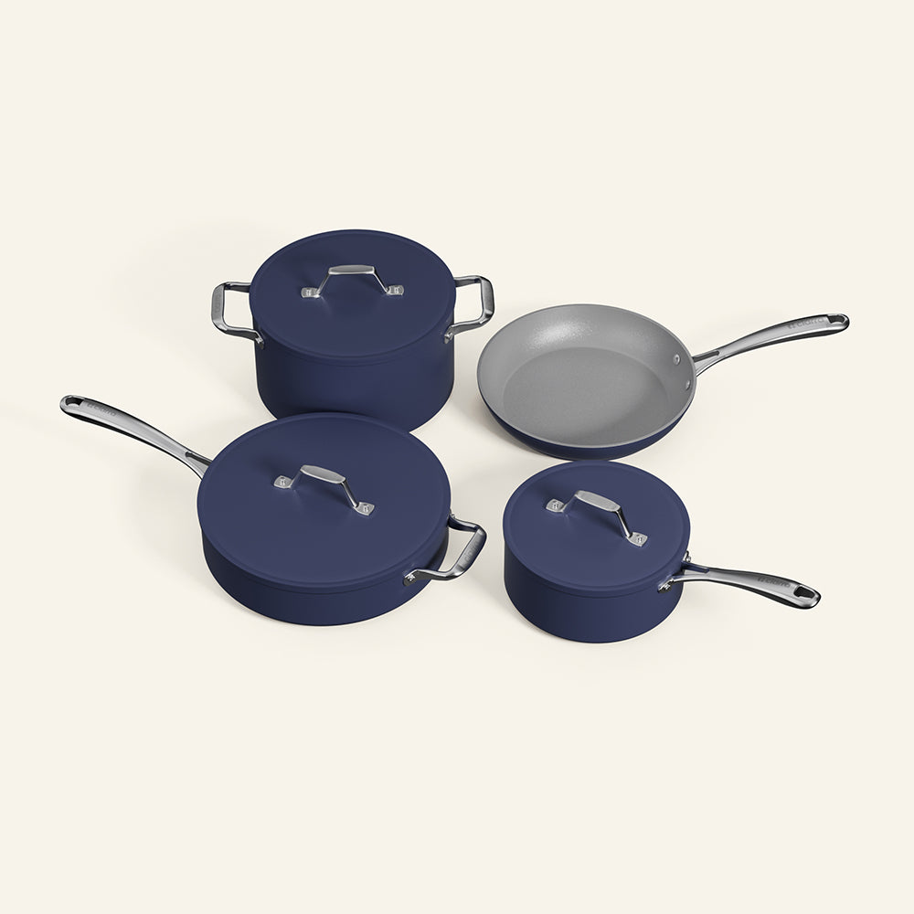 Gadgets Ceramic Nonstick Non-Toxic Induction Cookware Set (4PCS) Includes Sauce Pan, Frying Pan, Dutch Oven, and Sauté Pan - Midnight Dream