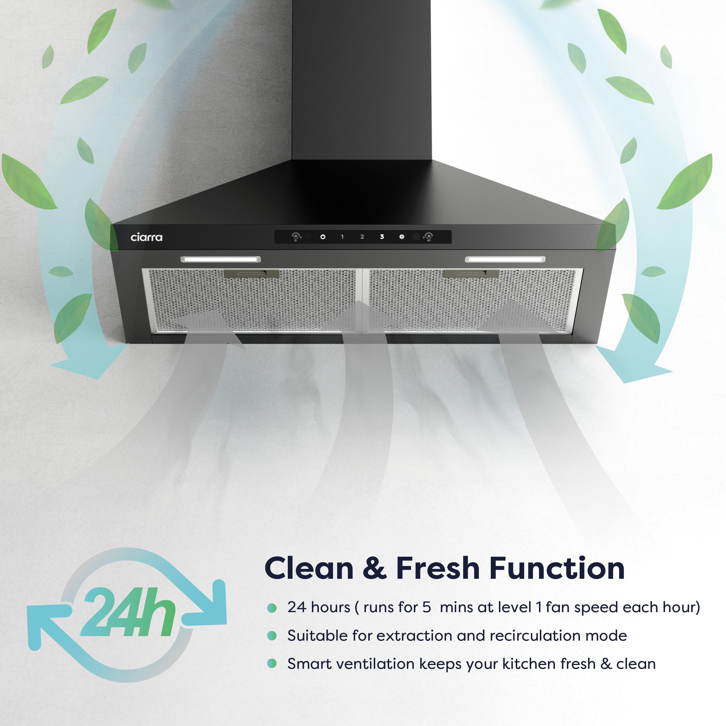 Gadgets 30 Inch Black Wall Mount Range Hood, 650 CFM, Quiet Ventilation with Wave Gesture & Touch Control, LED Lighting, Ducted/Ductless, Energy Efficient