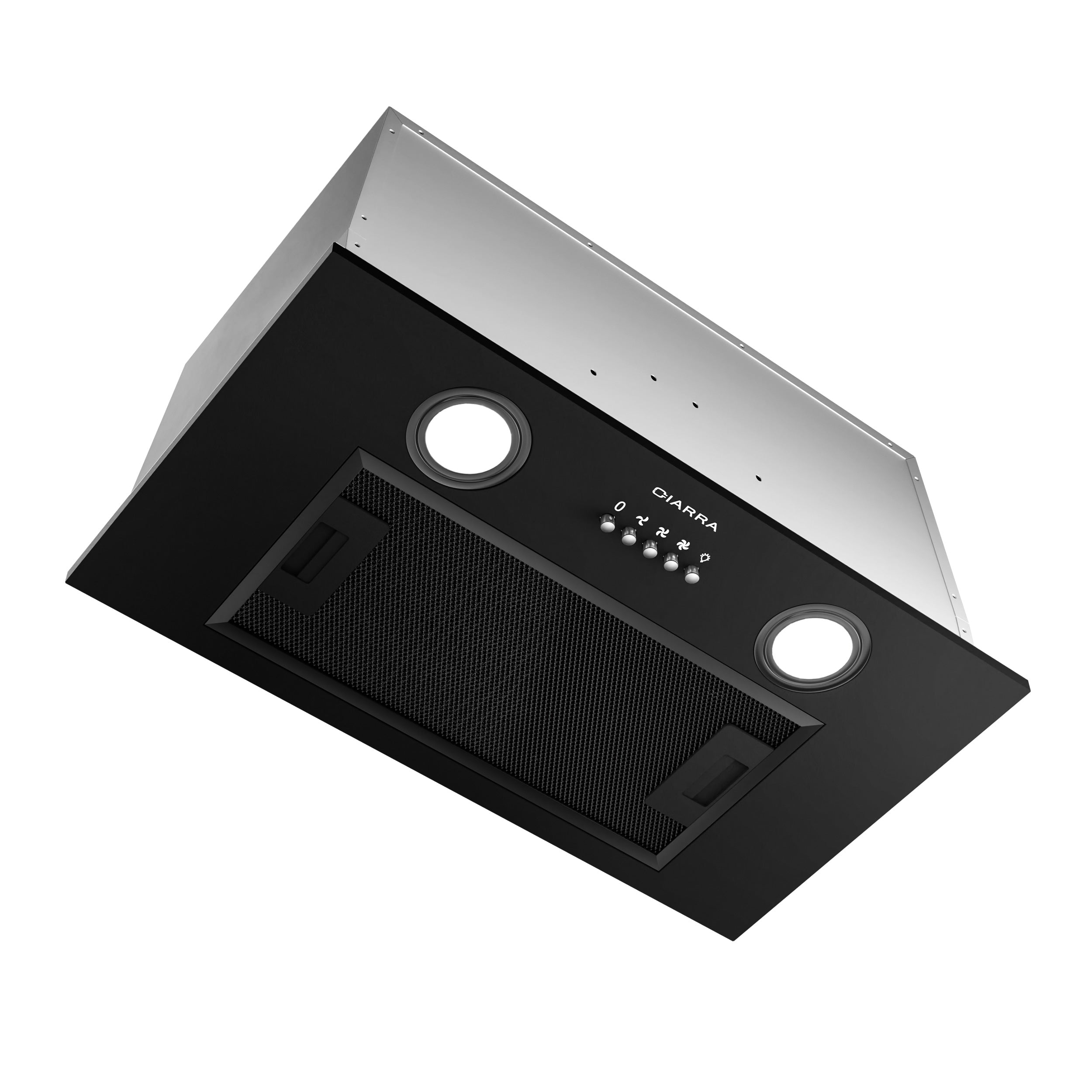 Gadgets 20 Inch Built-In Range Hood Insert, 650 CFM Ducted/Ductless Under Cabinet Vent Hood, Stainless Steel, 3-Speed Exhaust Fan, Push Button Control, LED Lighting - Black