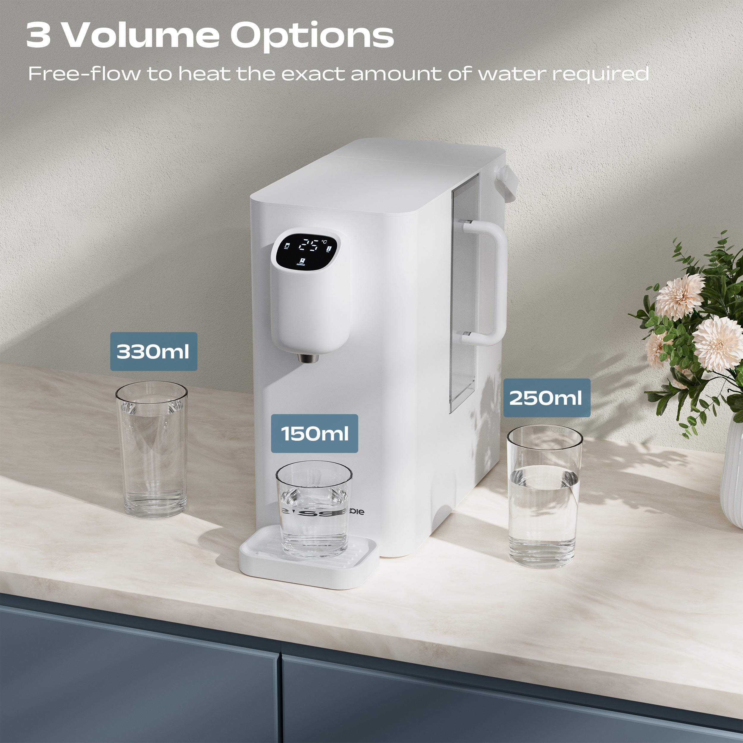 Ciarra x Susgreenable 4-in-1 RO Hot Water Dispenser with Smart LCD Display (PPC + CRO Filters) – Countertop Reverse Osmosis System, 3-Second Instant Heating, 5 Temperature Selections, and Eco-Friendly 3:1 Pure-to-Drain Efficiency