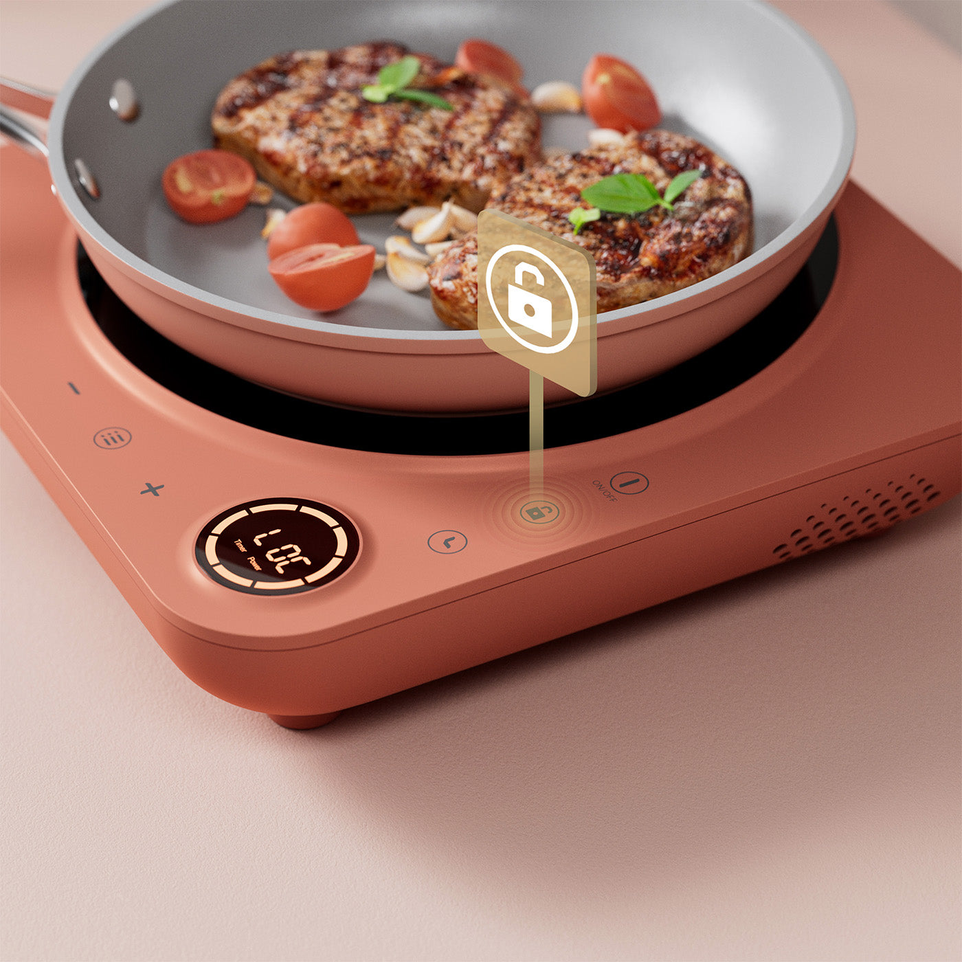 Gadgets Portable kitchen Air Cleaner, Portable Range Hood with Triple Filtration and 2-Speed Exhaust Fan - Orangina