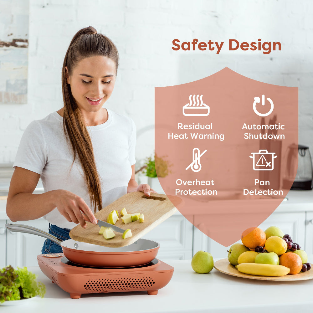 Gadgets Donut Portable Induction Cooktop, Single Electric Induction Burner with 4-Hour Timer - Orangina