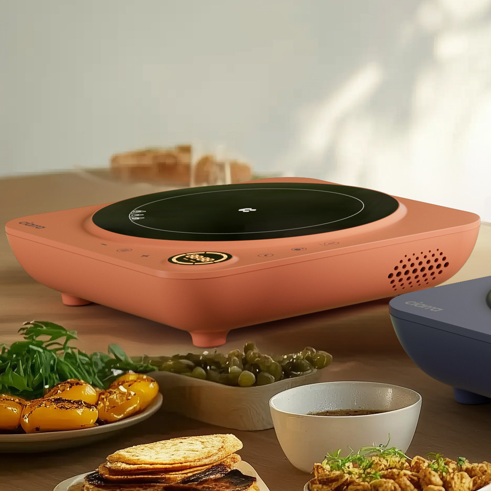 Gadgets Donut Portable Induction Cooktop, Single Electric Induction Burner with 4-Hour Timer - Orangina