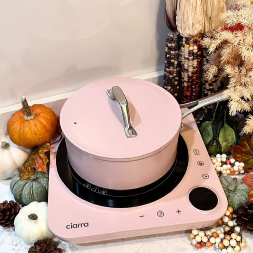 Gadgets Ceramic Nonstick Non-Toxic Mini Duo Cookware Set, Pans Set with Frying Pan and Sauce Pan for Healthy Cooking - Sakura Candy