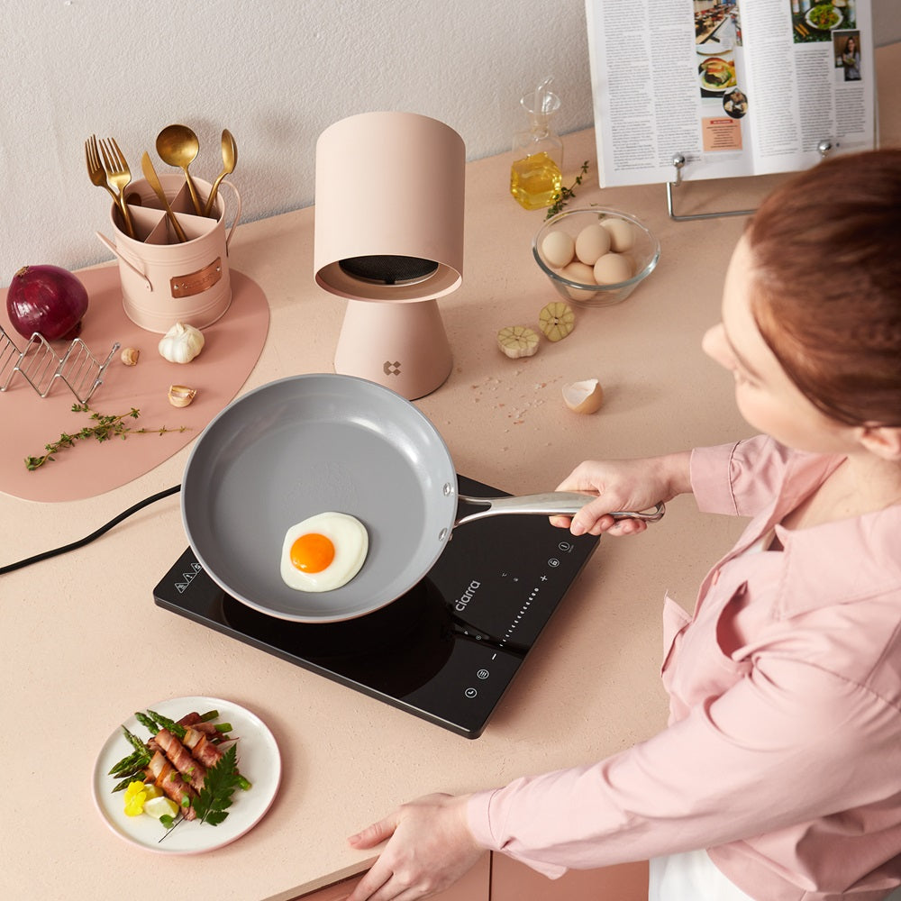 Gadgets Ceramic Nonstick Non-Toxic Mini Duo Cookware Set, Pans Set with Frying Pan and Sauce Pan for Healthy Cooking - Sakura Candy