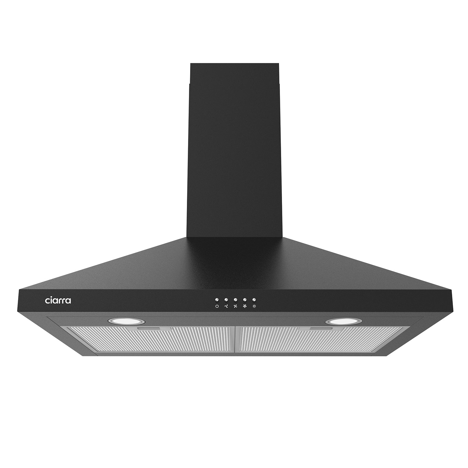 Gadgets 30 Inch Wall Mount Range Hood, 450 CFM Powerful & Quiet Ventilation, Convertible Ducted/Ductless, Push Button Control, Stainless Steel Kitchen Hood - Black