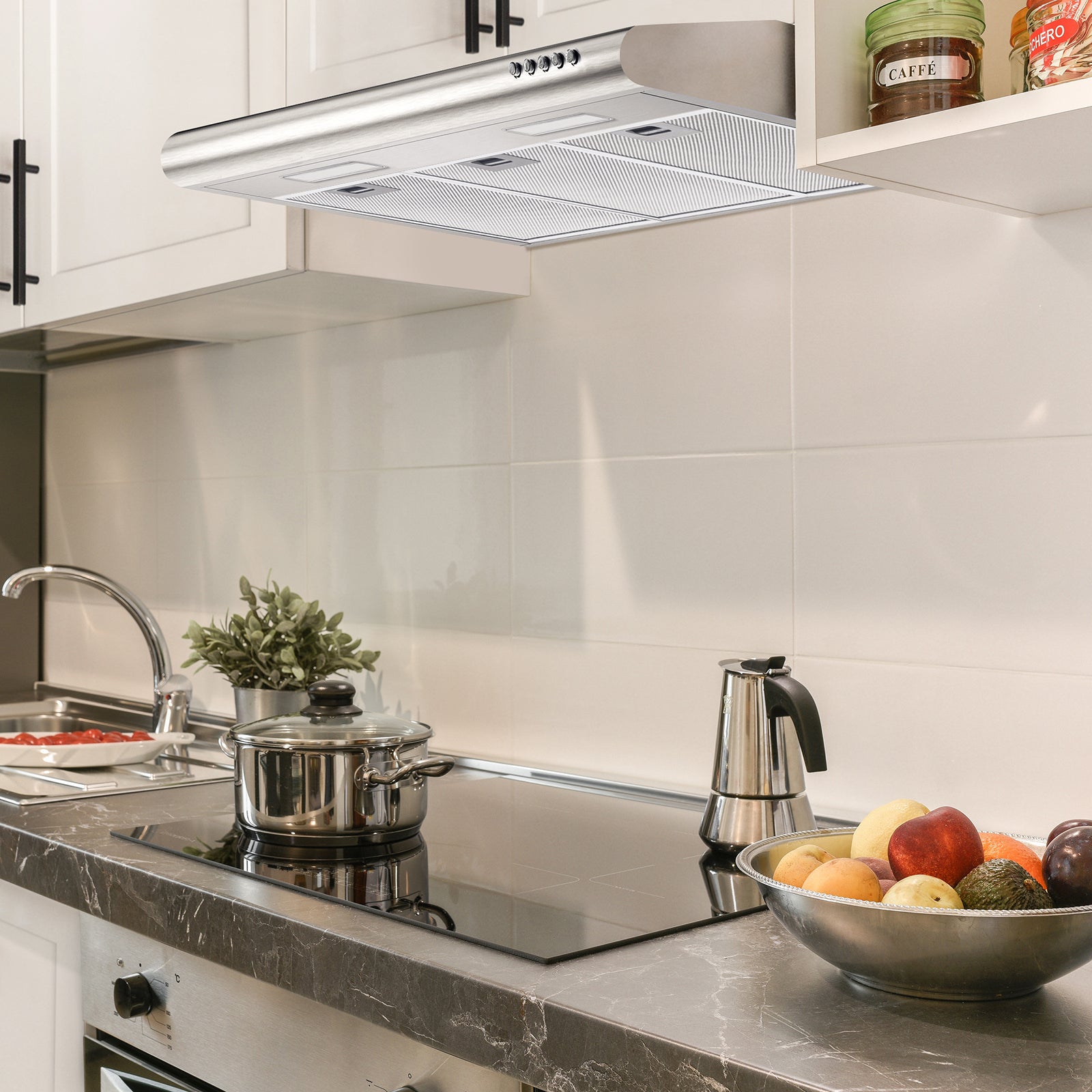 Gadgets 30 Inch Under Cabinet Range Hood, Stainless Steel Kitchen Vent Hood with 3-Speed Exhaust Fan, Ducted/Ductless Convertible - Silver