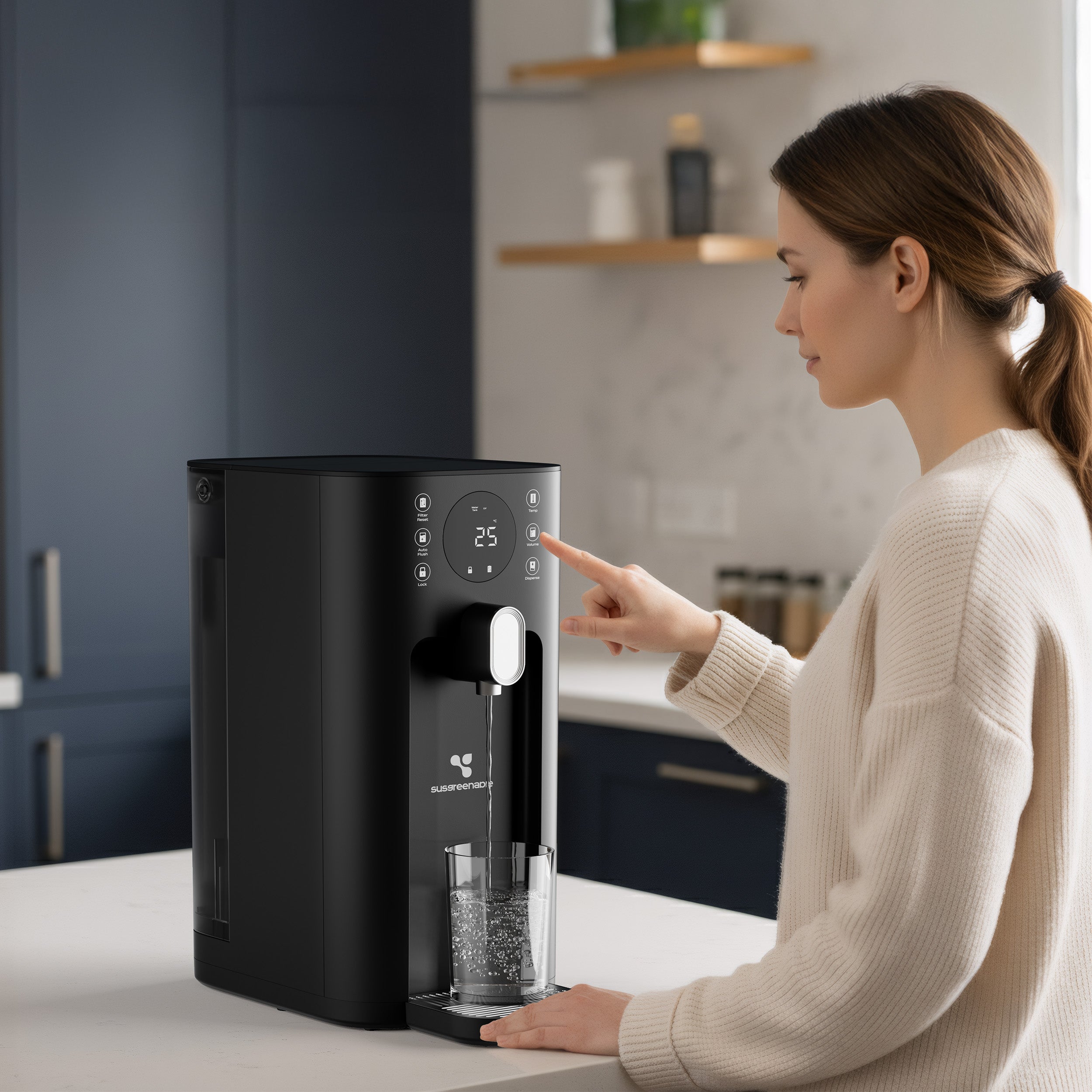 Ciarra x Susgreenable 5-in-1 RO Hot Water Dispenser with Smart LCD Display – Countertop Osmosis System, 3s Instant Heating, 4 Temperature Settings, 4.2L Tank & Eco-Friendly 2:1 Pure-to-Drain Efficiency