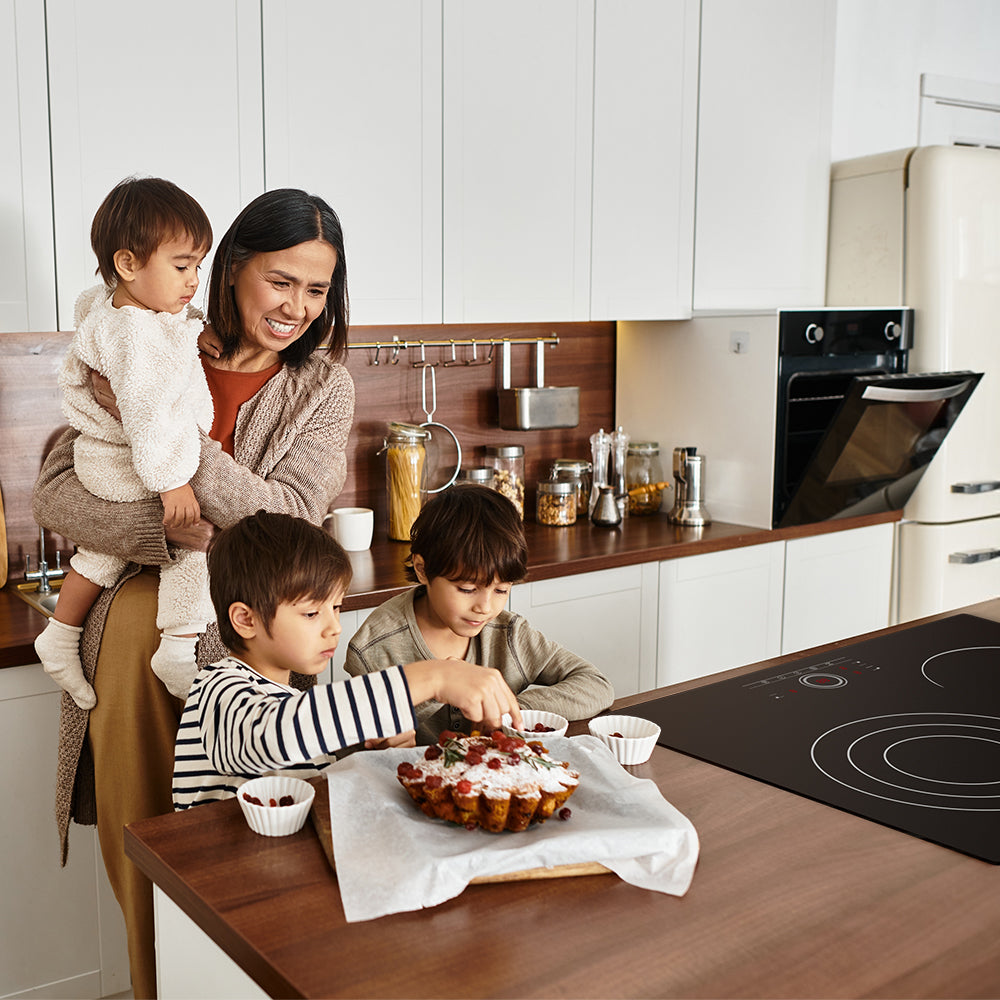 Gadgets 3-Zone Built-In Glass Ceramic Hob, 5600W Electric Cooktop – Touch Control, 9 Power Levels, 99-Minute Timer, Auto Shut-Off, Child Lock, Residual Heat Indicator, Universal Pan Compatibility, Safe & Easy to Clean