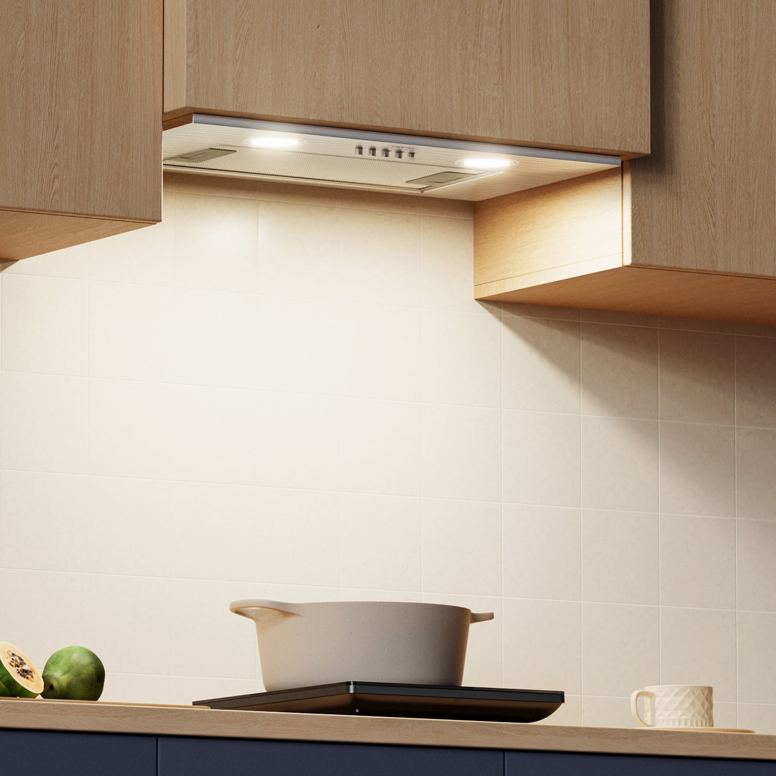 Gadgets 20 Inch Built-In Range Hood Insert, 650 CFM Ducted/Ductless Under Cabinet Vent Hood, Stainless Steel, 3-Speed Exhaust Fan, Push Button Control, LED Lighting - Silver