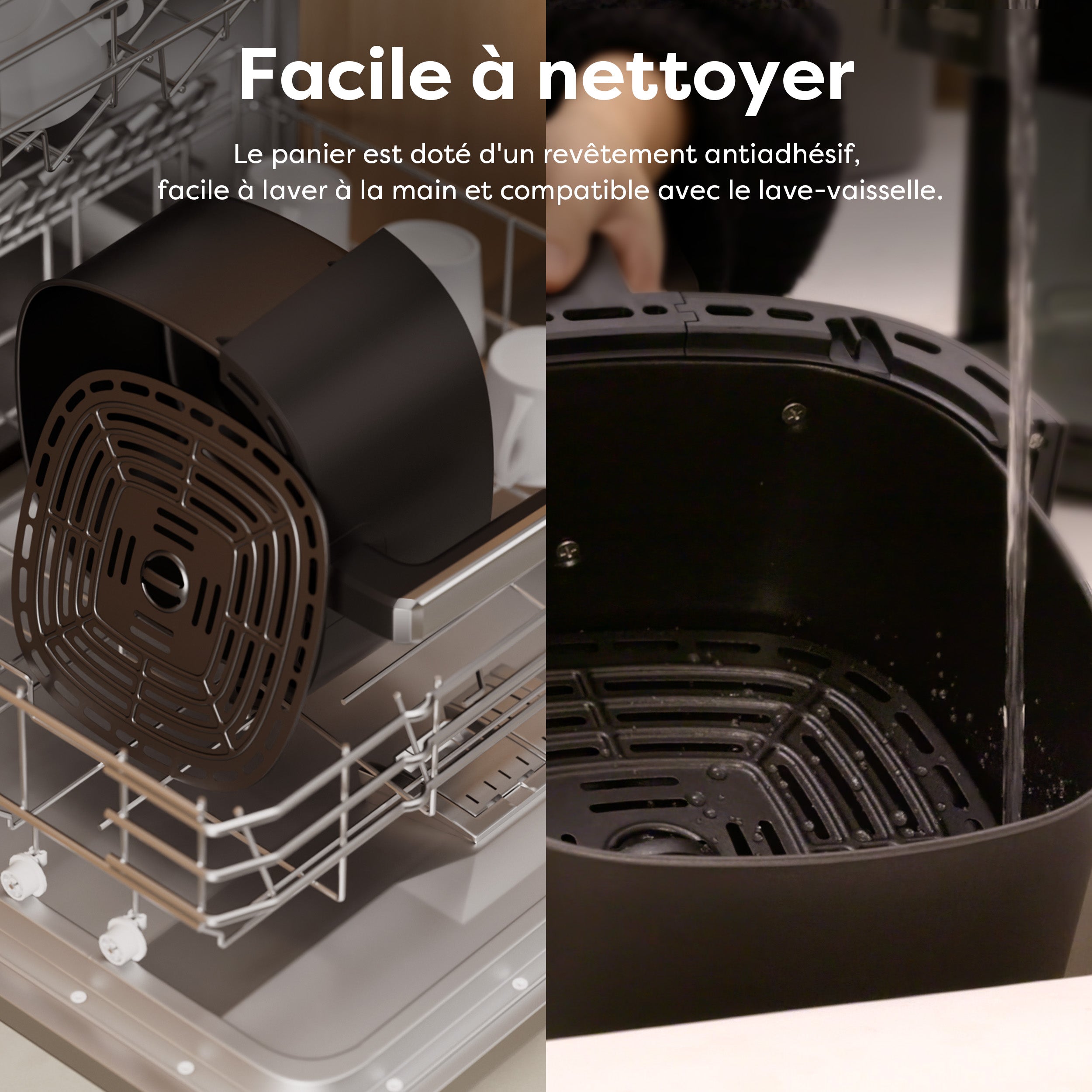 Gadgets Friteuse à air chaud 8-en-1 non toxique, 5,3 Qt avec panier antiadhésif et compatible lave-vaisselle – Cuisson faible en gras pour des aliments frits sains et croustillants