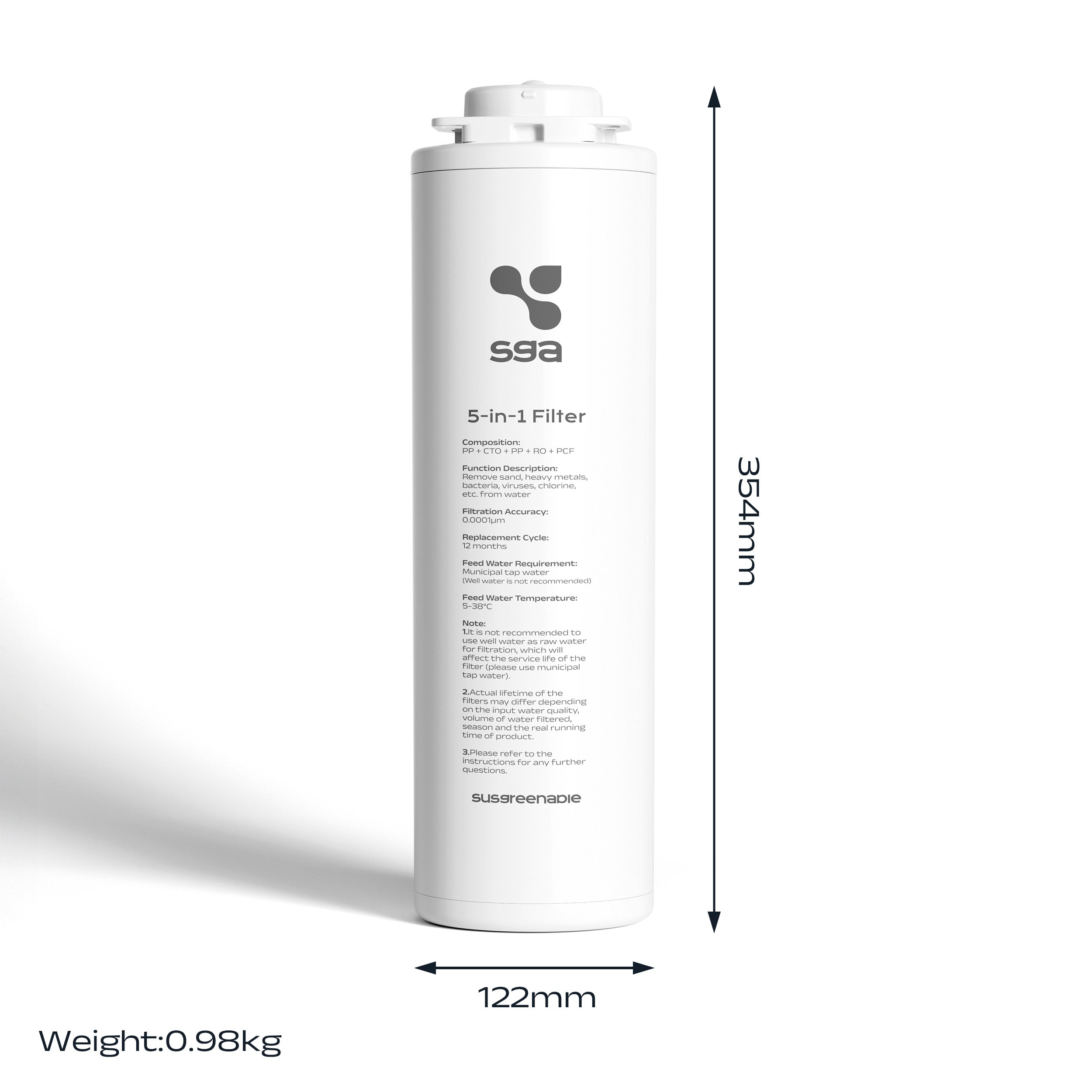 Ciarra x Susgreenable Original Replacement Combo Filter for RO Water Filter CGIWDR03-B | 5-Stage Reverse Osmosis Filter
