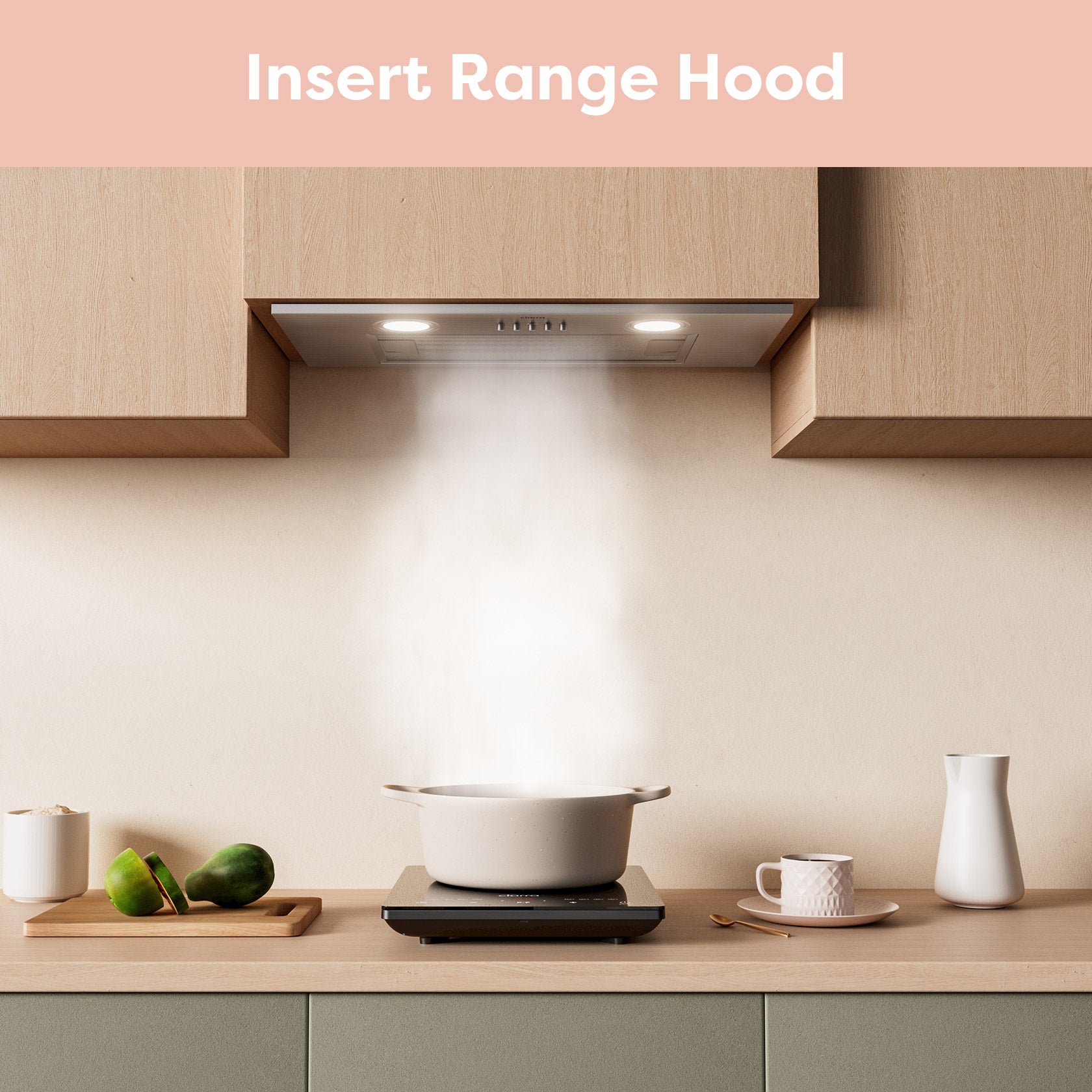 Gadgets 20 Inch Built-In Range Hood Insert, 650 CFM Ducted/Ductless Under Cabinet Vent Hood, Stainless Steel, 3-Speed Exhaust Fan, Push Button Control, LED Lighting - Silver