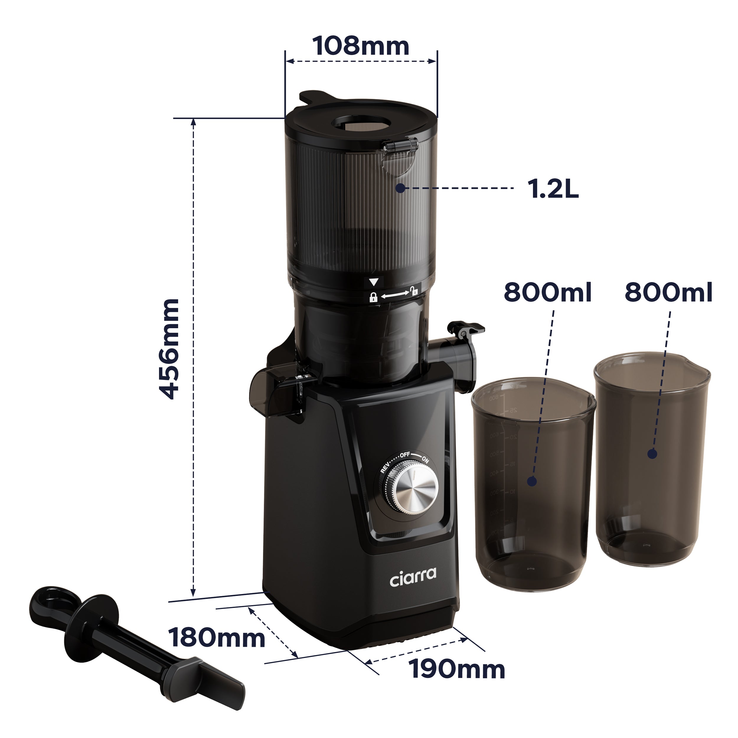 Gadgets High Yield Slow Juicer, 200W Cold Press Juicer Machine with 4.3" Large Feed Chute for Whole Fruits & Vegetables