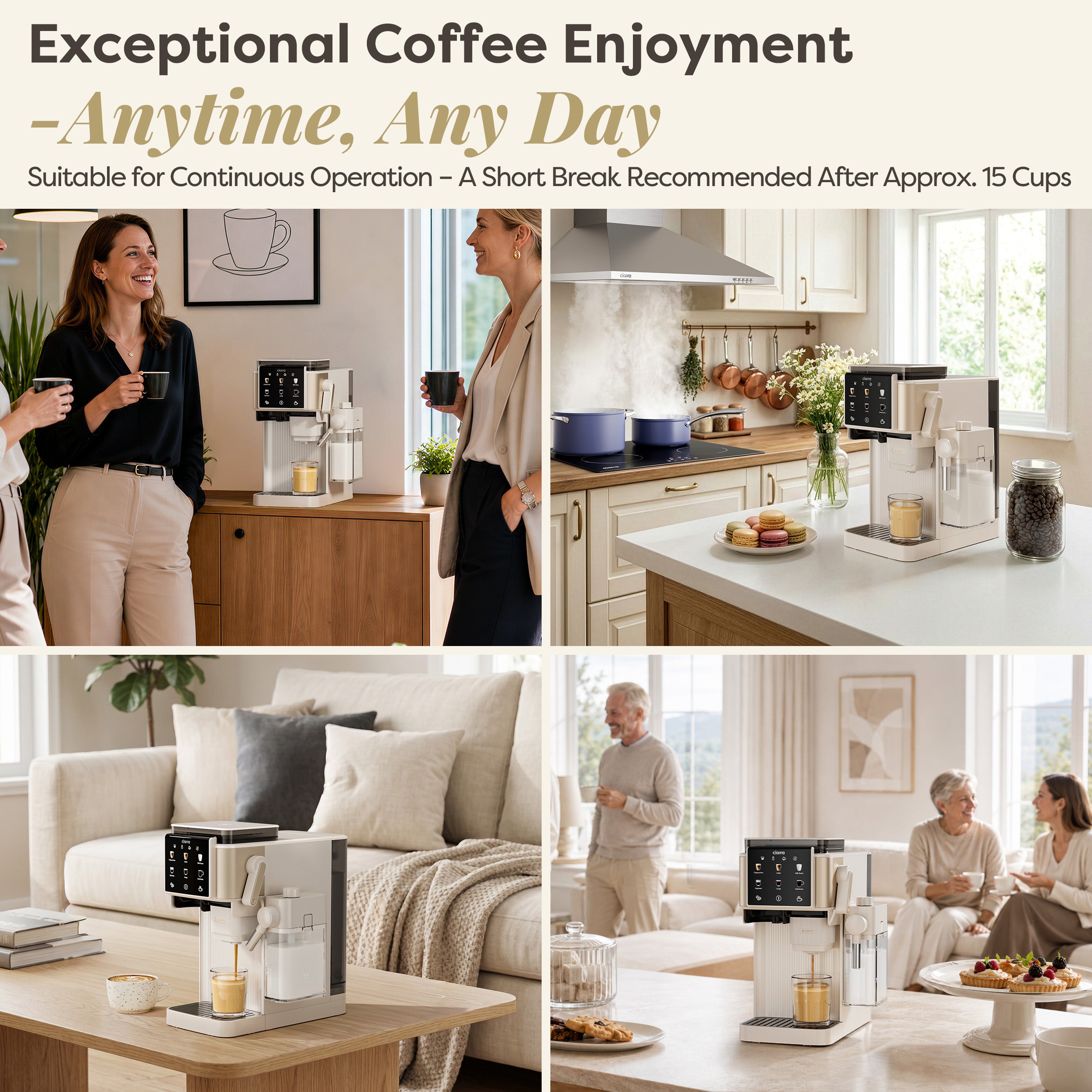 Gadgets Compact Semi Automatic Espresso Machine with Grinder & Auto Milk Frother for Small Kitchens
