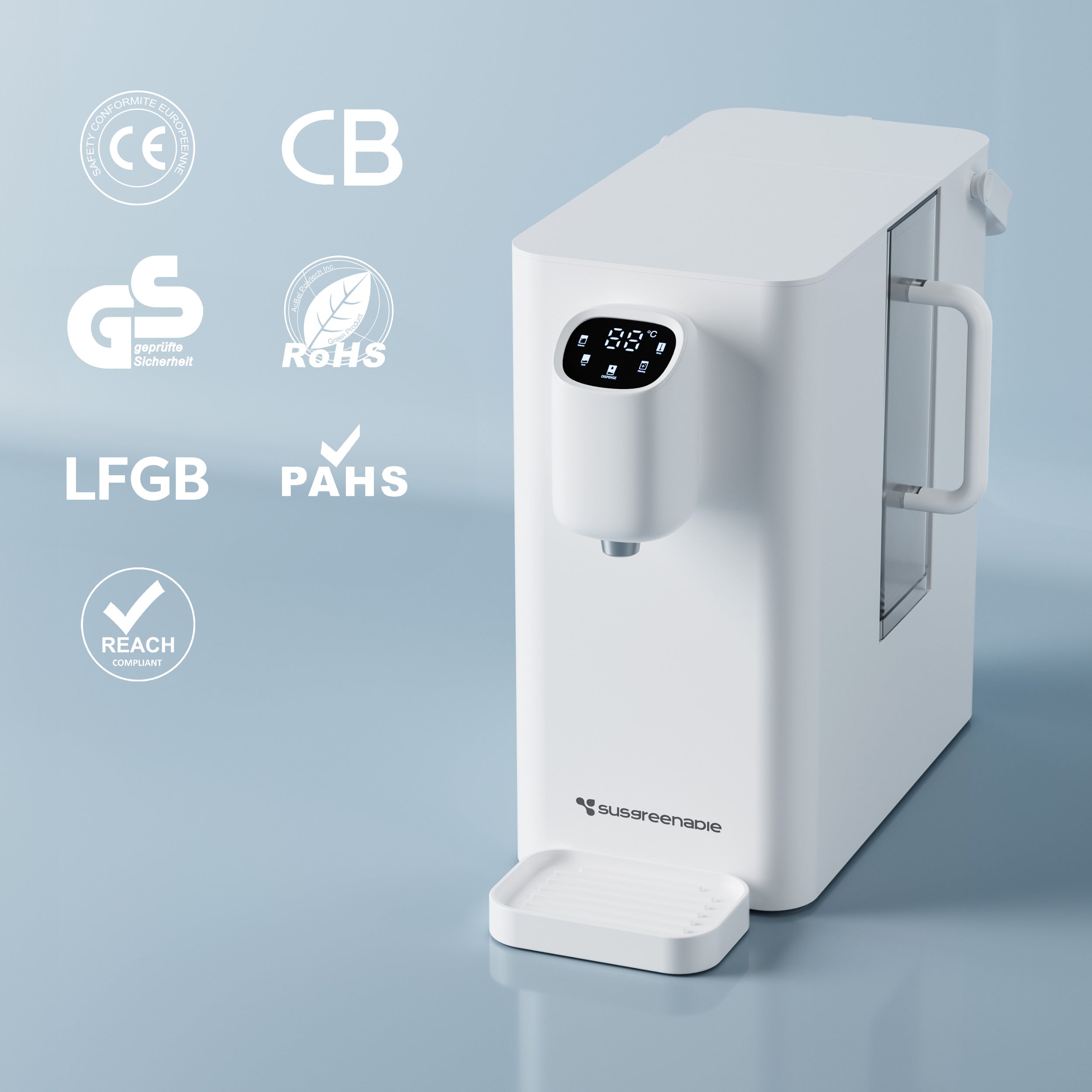 Ciarra x Susgreenable 4-in-1 RO Hot Water Dispenser with Smart LCD Display (PPC + CRO Filters) – Countertop Reverse Osmosis System, 3-Second Instant Heating, 5 Temperature Selections, and Eco-Friendly 3:1 Pure-to-Drain Efficiency