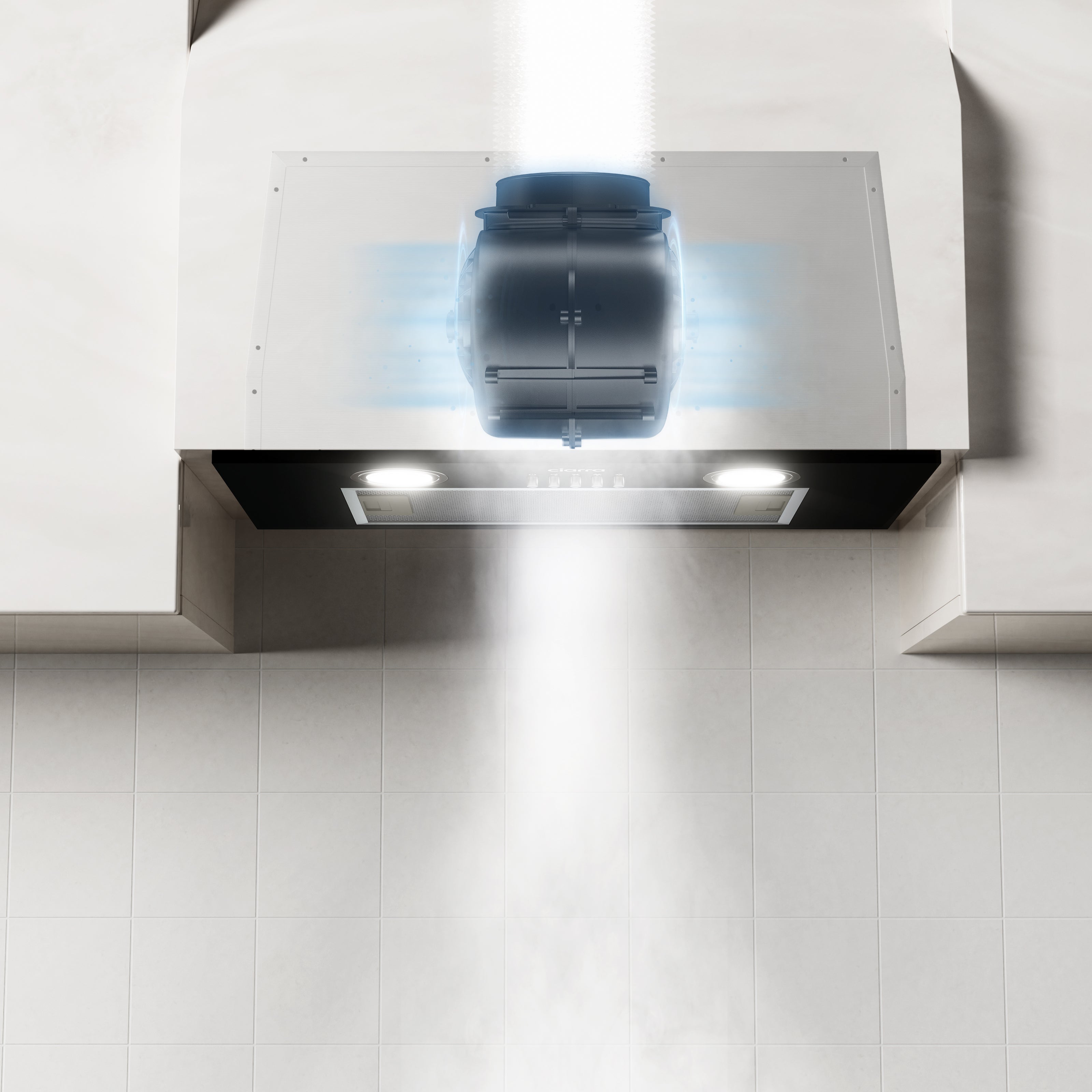 Gadgets 20 Inch Built-In Range Hood Insert, 530 CFM Ducted/Ductless Under Cabinet Vent Hood, Stainless Steel, 3-Speed Exhaust Fan, Push Button Control, LED Lighting - Black