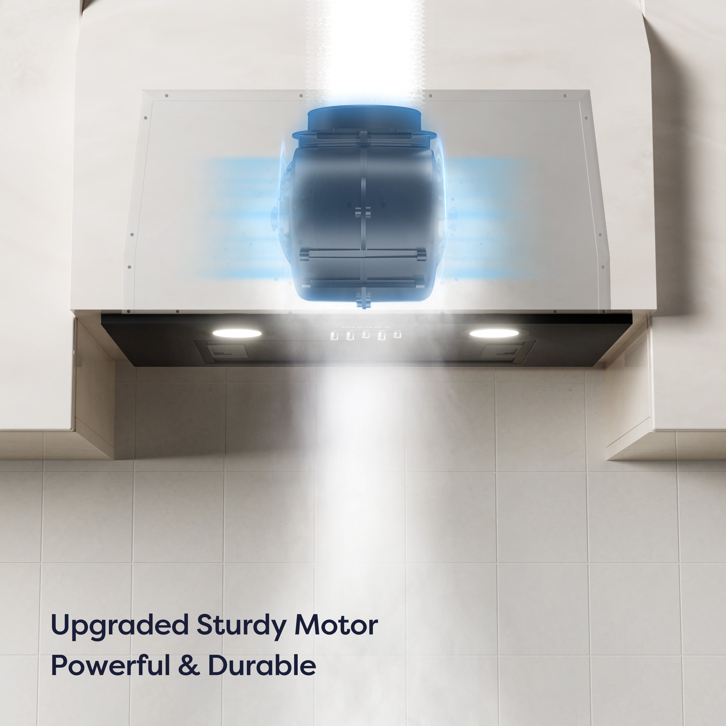 Gadgets 20 Inch Built-In Range Hood Insert, 650 CFM Ducted/Ductless Under Cabinet Vent Hood, Stainless Steel, 3-Speed Exhaust Fan, Push Button Control, LED Lighting - Black