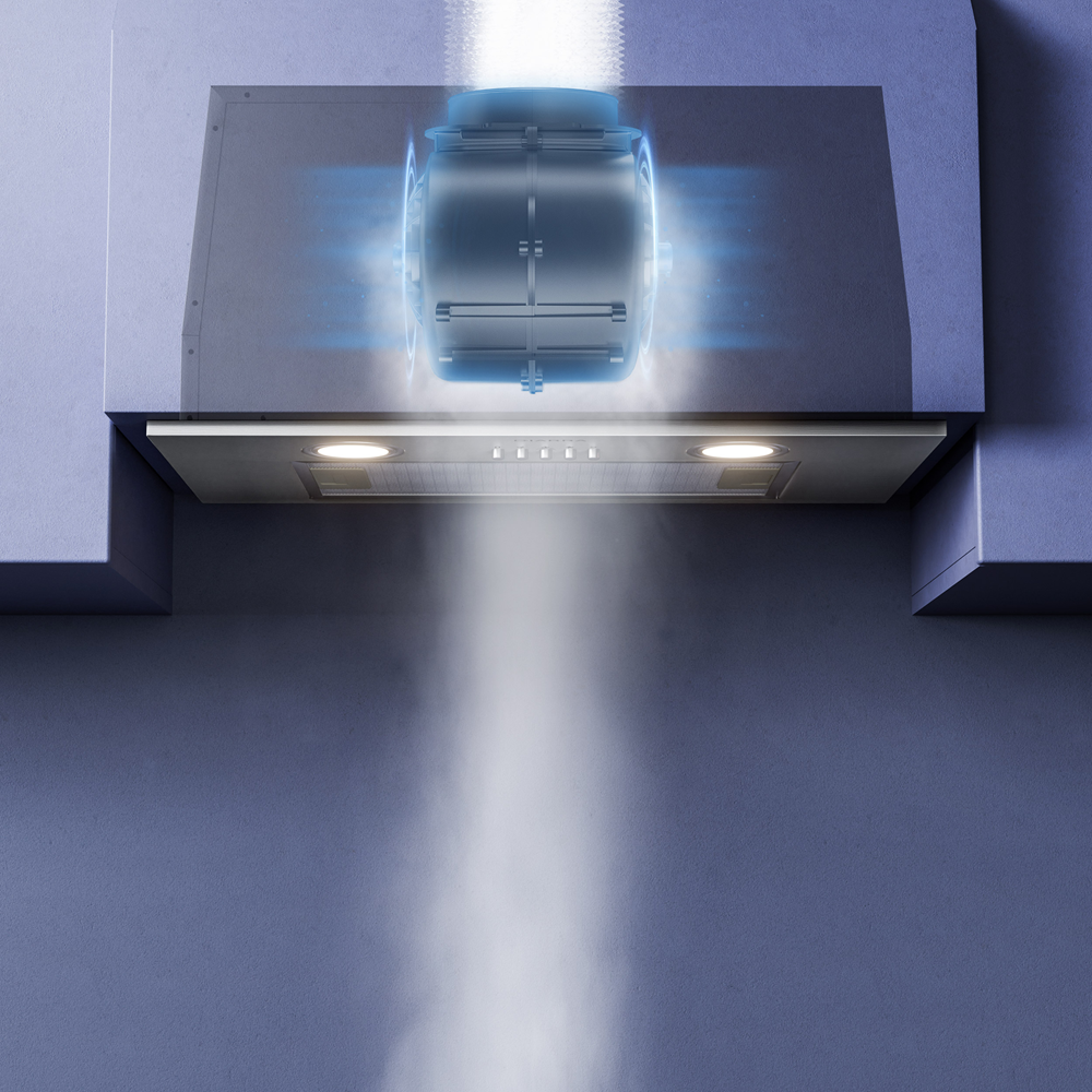 Gadgets 20 Inch Built-In Range Hood Insert, 650 CFM Ducted/Ductless Under Cabinet Vent Hood, Stainless Steel, 3-Speed Exhaust Fan, Push Button Control, LED Lighting - Silver