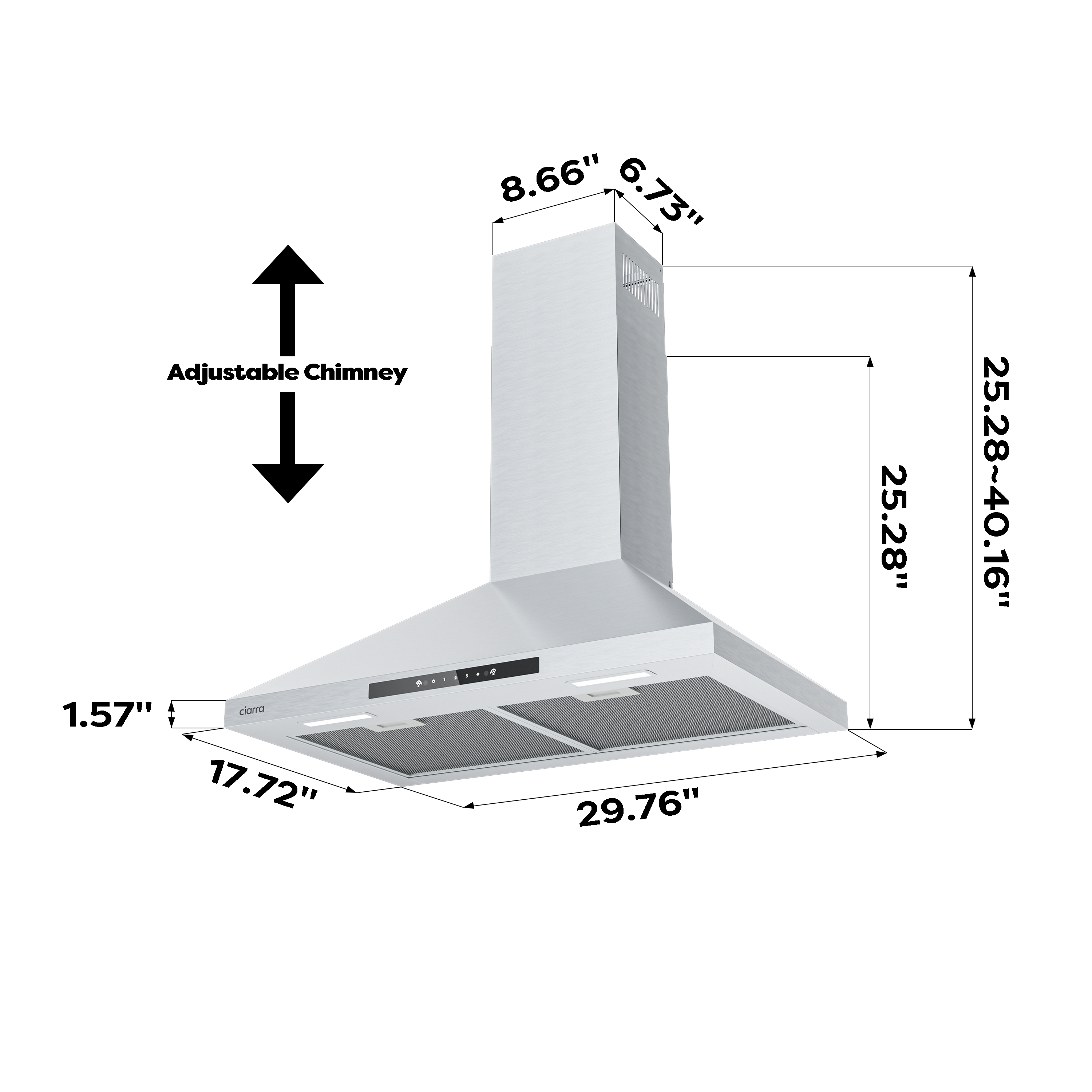 Gadgets 30 Inch Stainless Steel Range Hood, 650 CFM, Quiet Ventilation with Wave Gesture & Touch Control, LED Lighting, Ducted/Ductless, Energy Efficient