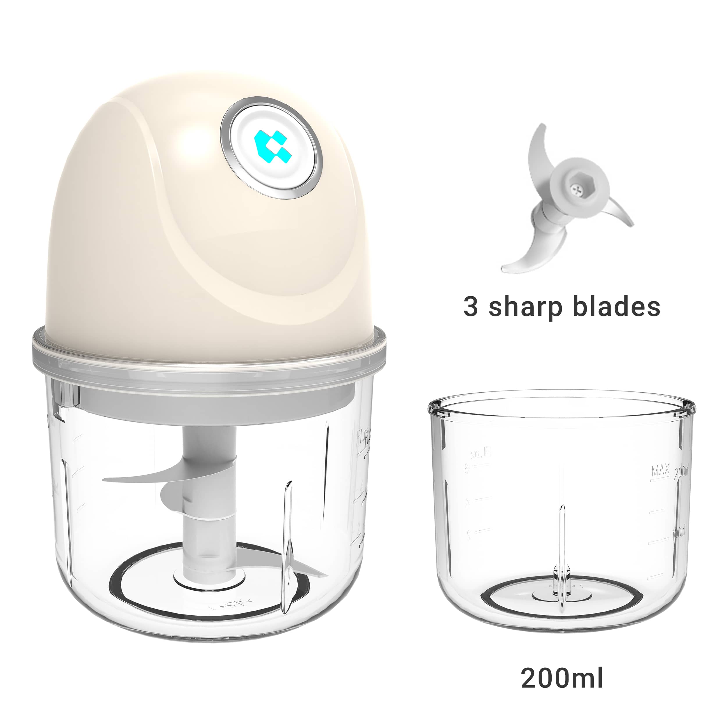 CIARRA Portable Versatile Wireless Electric Mini Food Chopper With USB CAMFPC01-OW